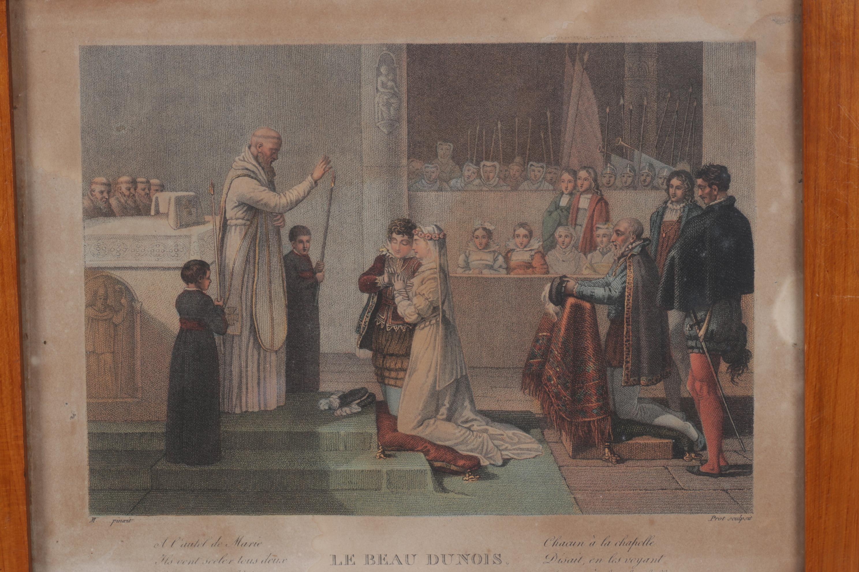 19th Century Intaglio Prints "Le beau Dunois" After Jean Baptiste Mallet