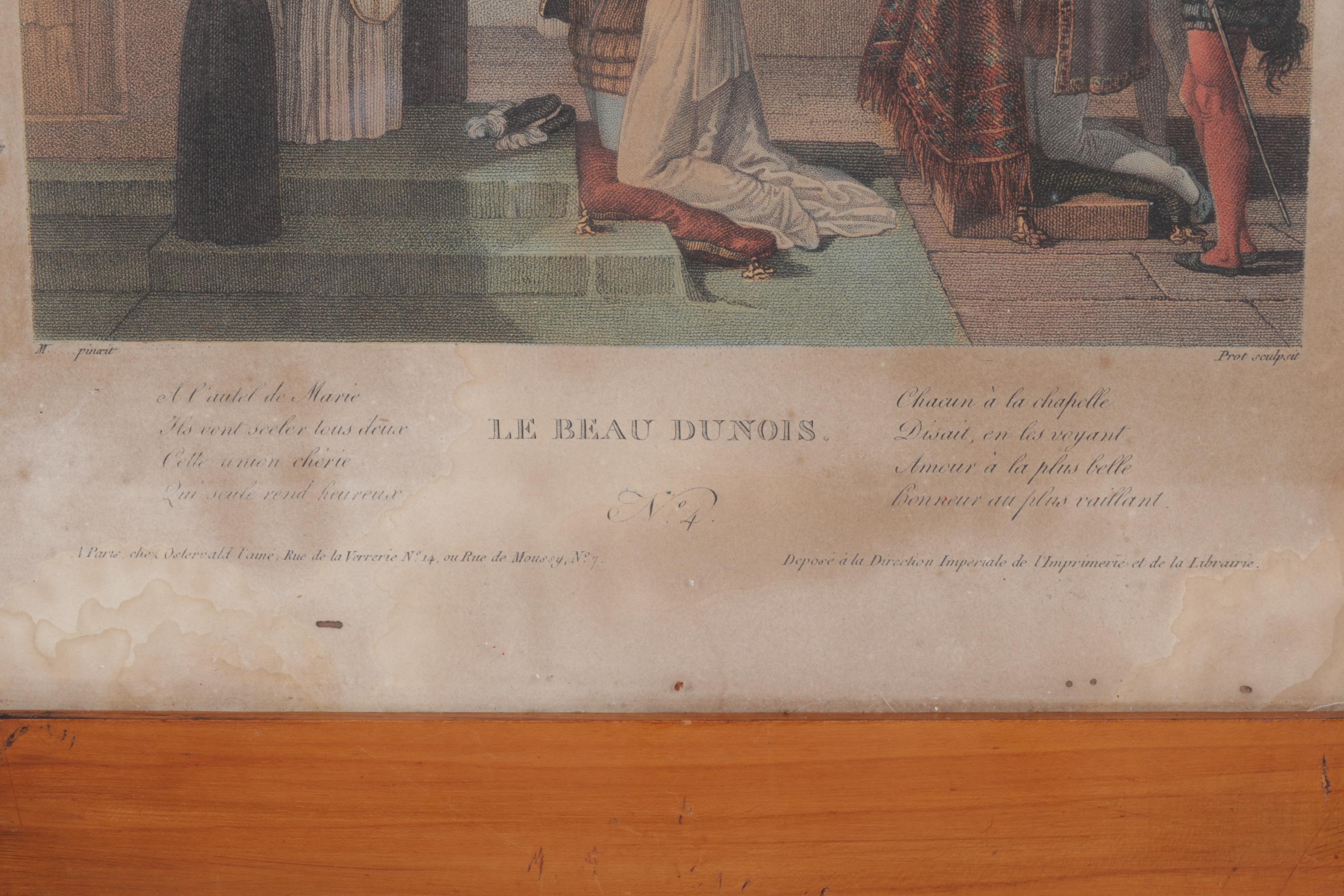 19th Century Intaglio Prints "Le beau Dunois" After Jean Baptiste Mallet