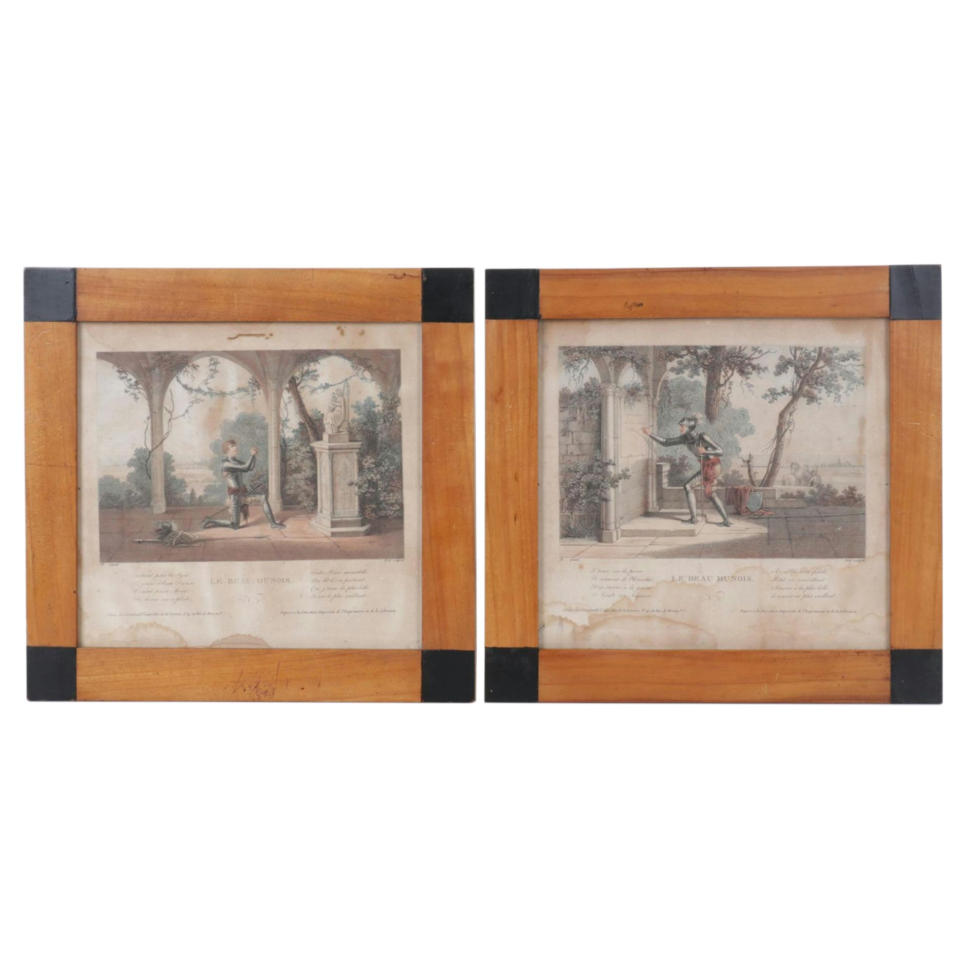 19th Century Intaglio Prints "Le beau Dunois" After Jean Baptiste Mallet