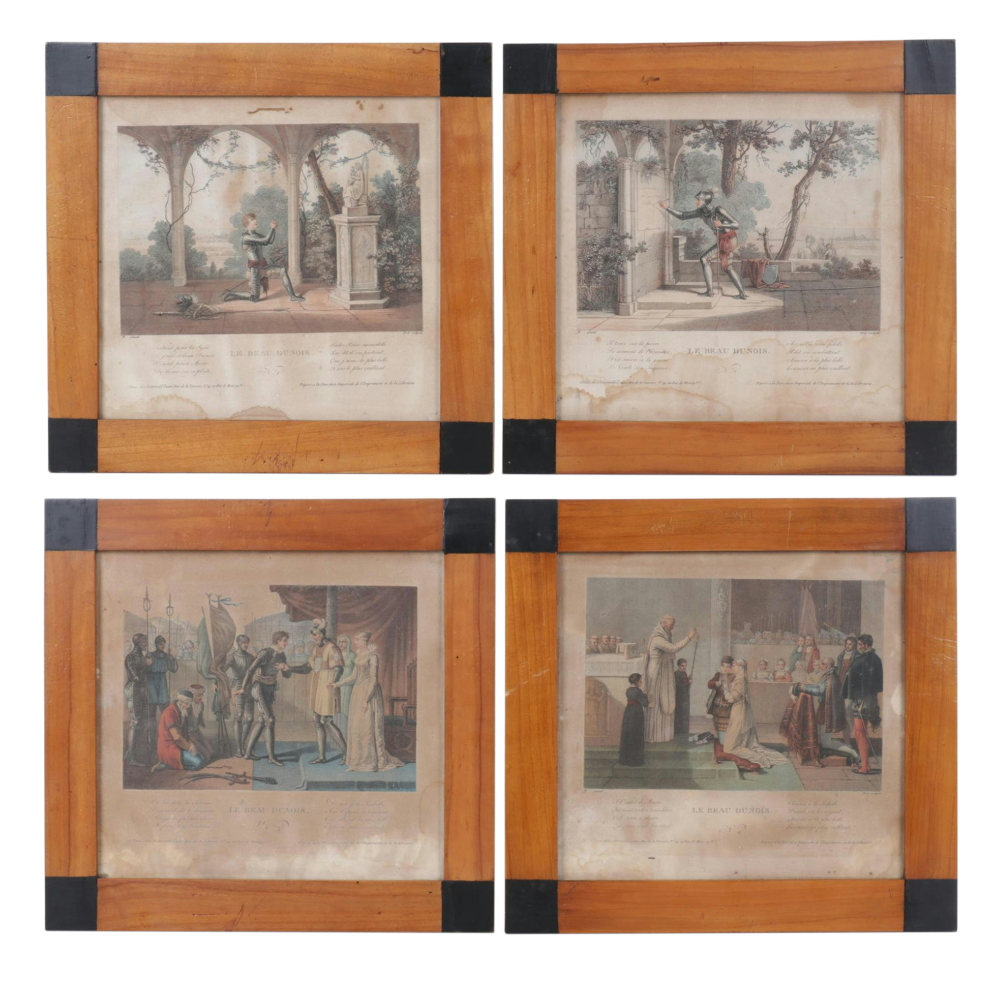 19th Century Intaglio Prints "Le beau Dunois" After Jean Baptiste Mallet