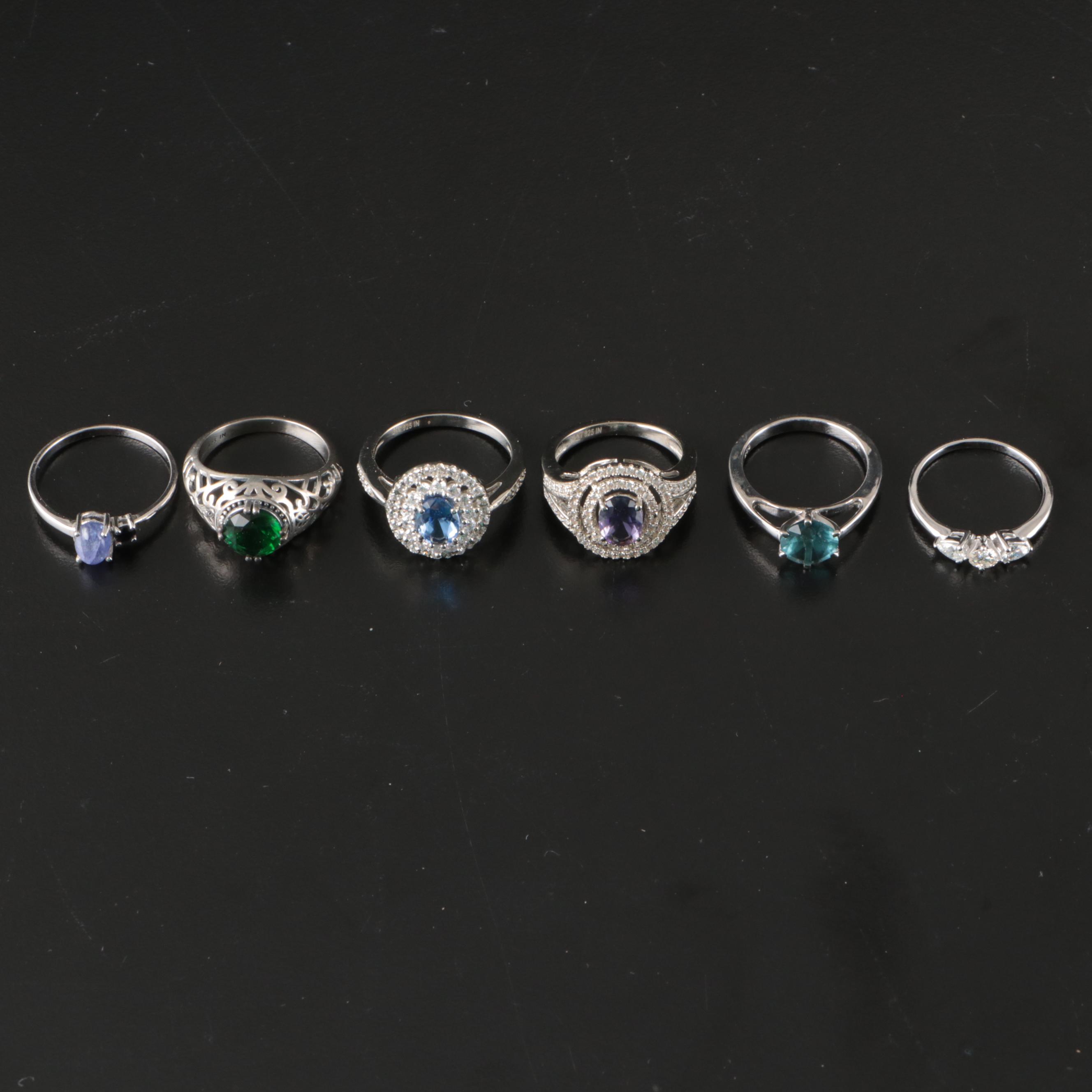 Group of 14 Assorted Sterling Silver Rings, Necklaces, Earrings, and Pendants