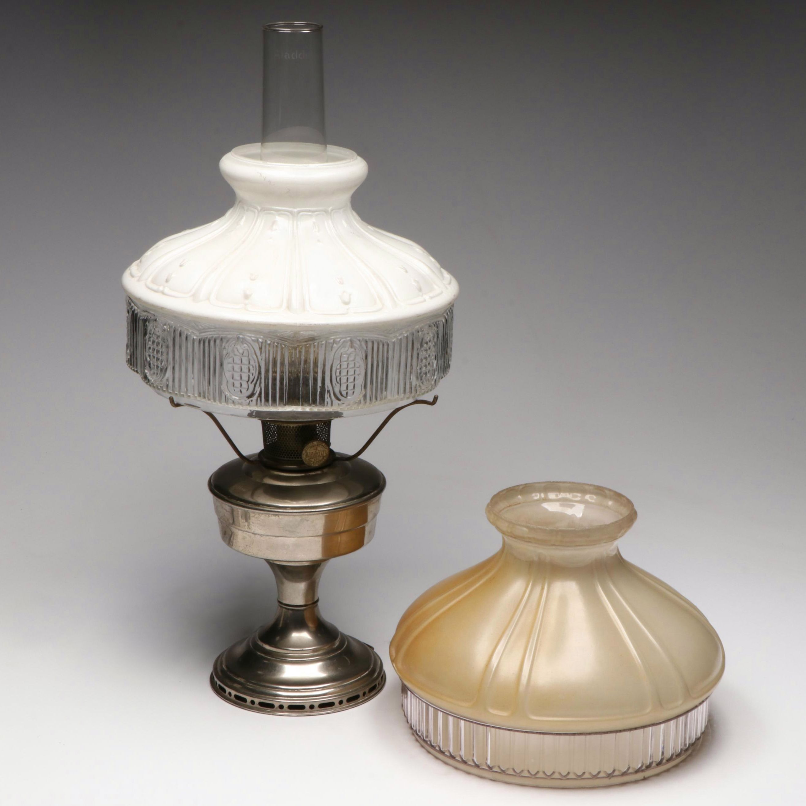 Polished Metal Aladdin Model 12 Oil Parlor Lamp, Adapted Mid-20th Century