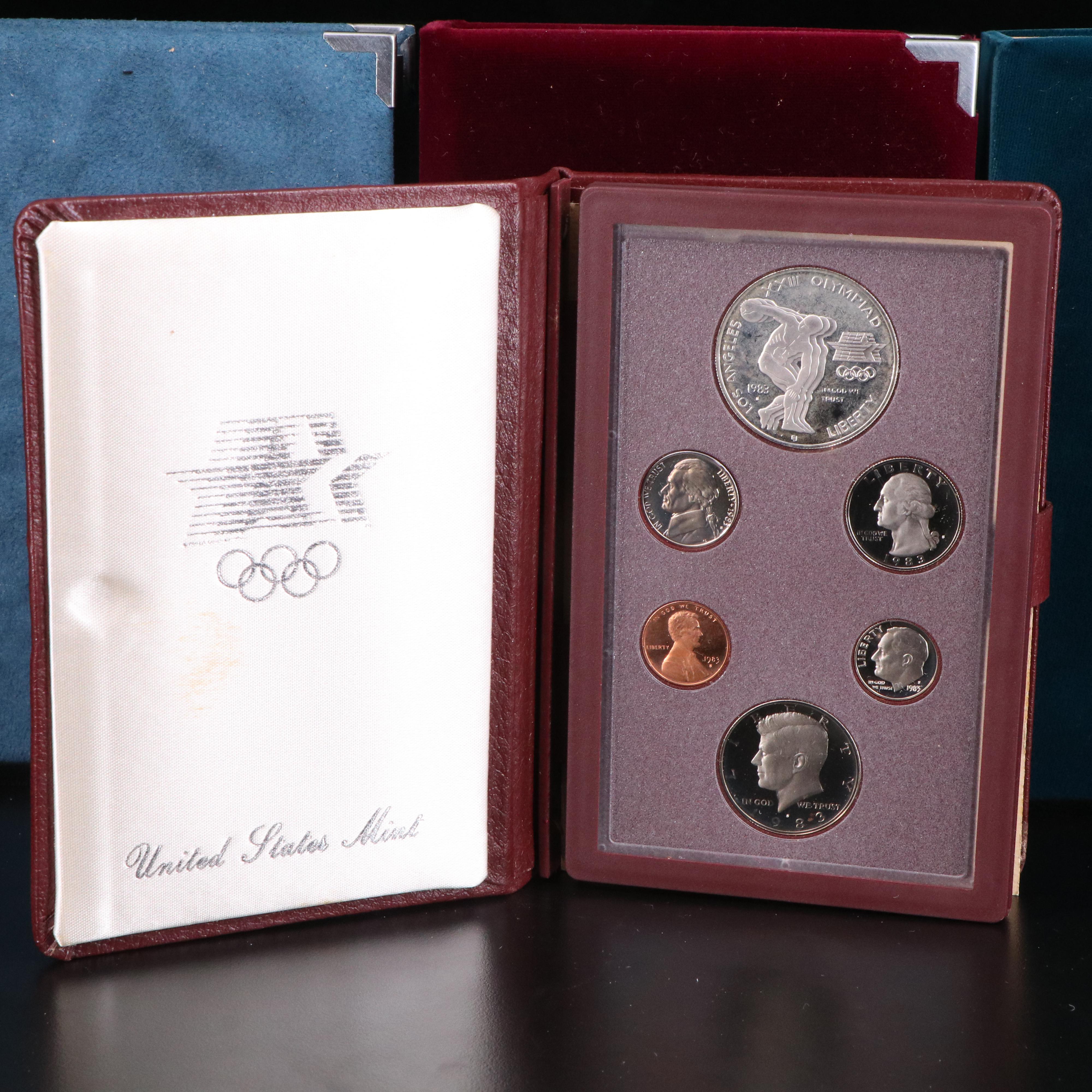 Group of Four U.S. Prestige Proof Sets 1984, 1987, 1988, and 1990