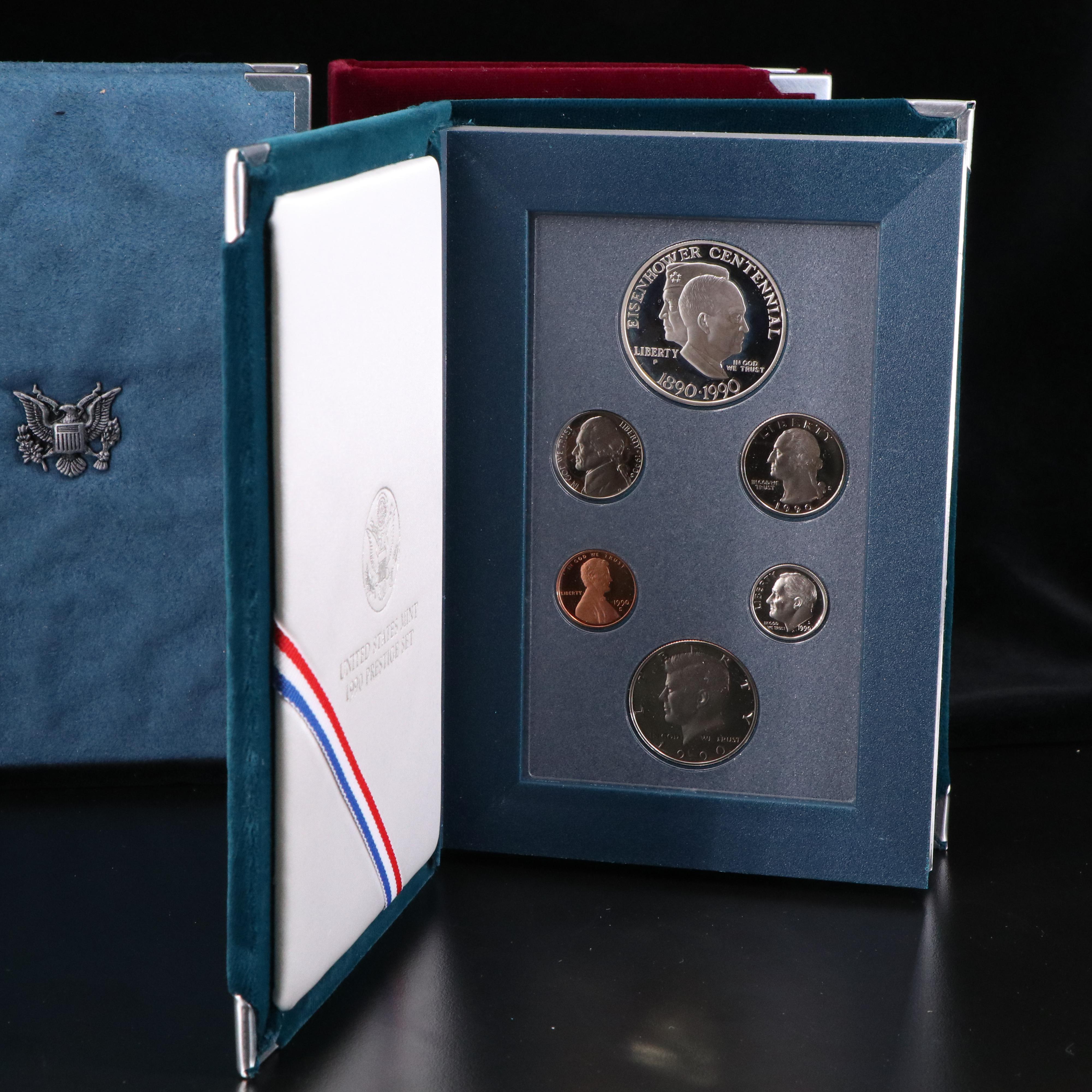 Group of Four U.S. Prestige Proof Sets 1984, 1987, 1988, and 1990