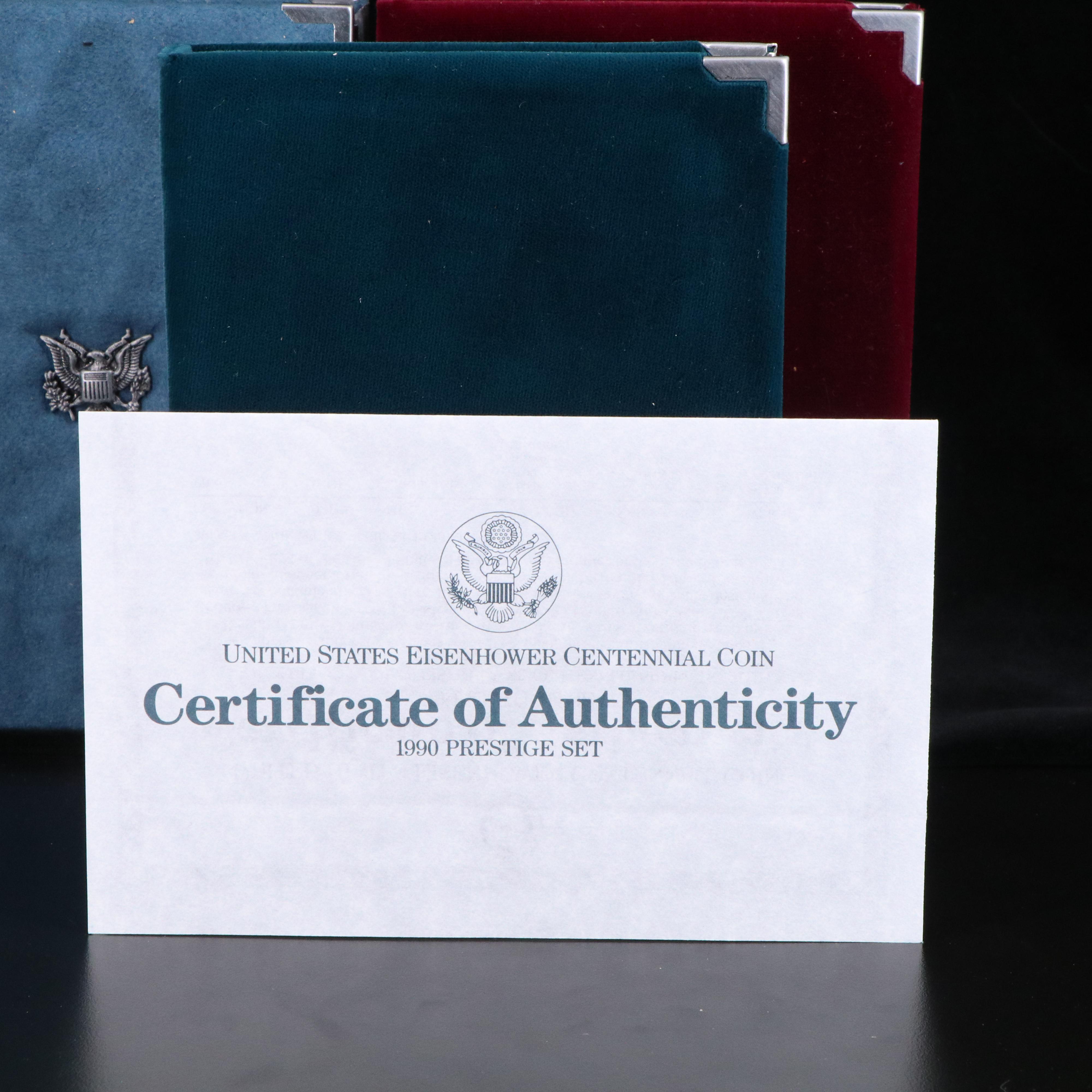 Group of Four U.S. Prestige Proof Sets 1984, 1987, 1988, and 1990