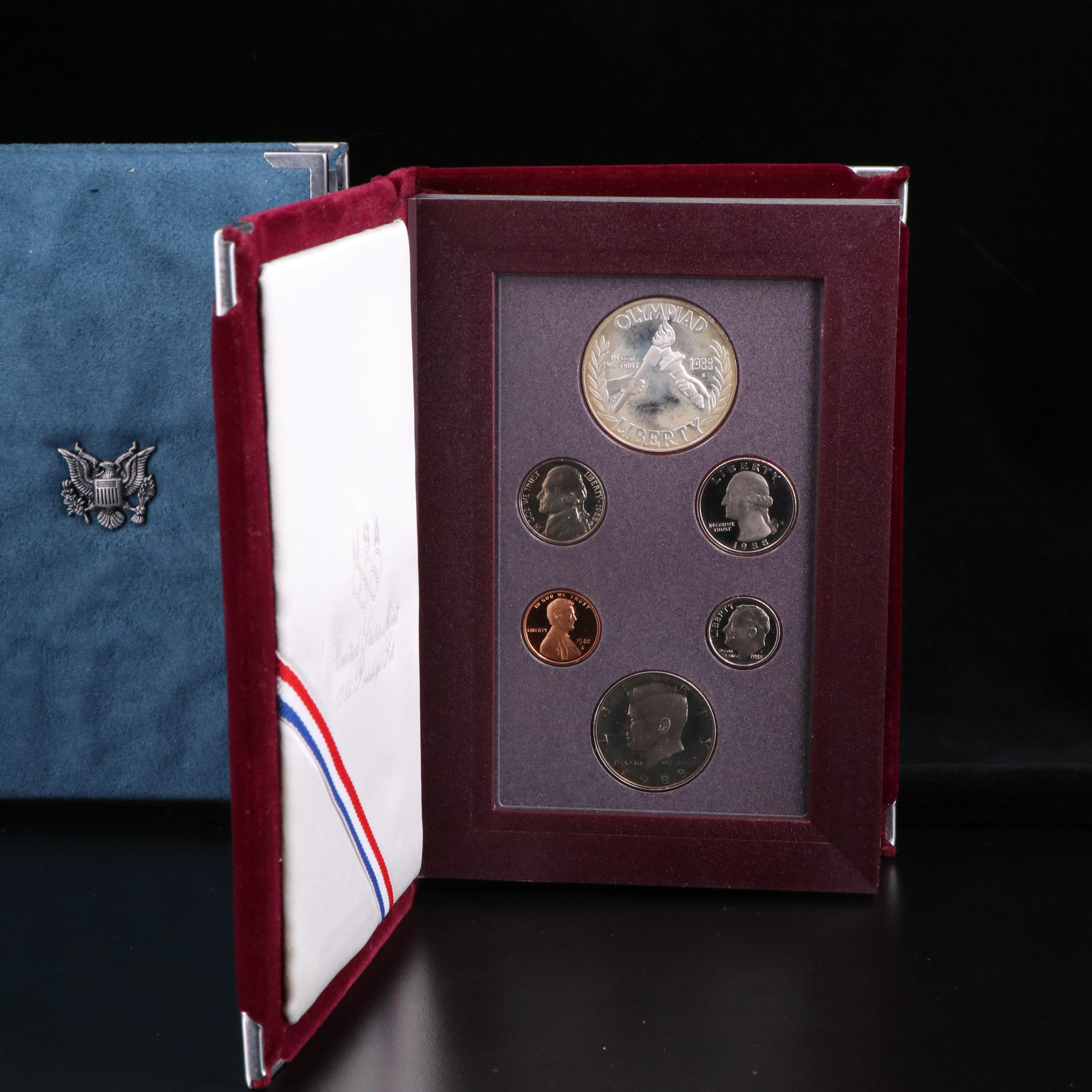 Group of Four U.S. Prestige Proof Sets 1984, 1987, 1988, and 1990