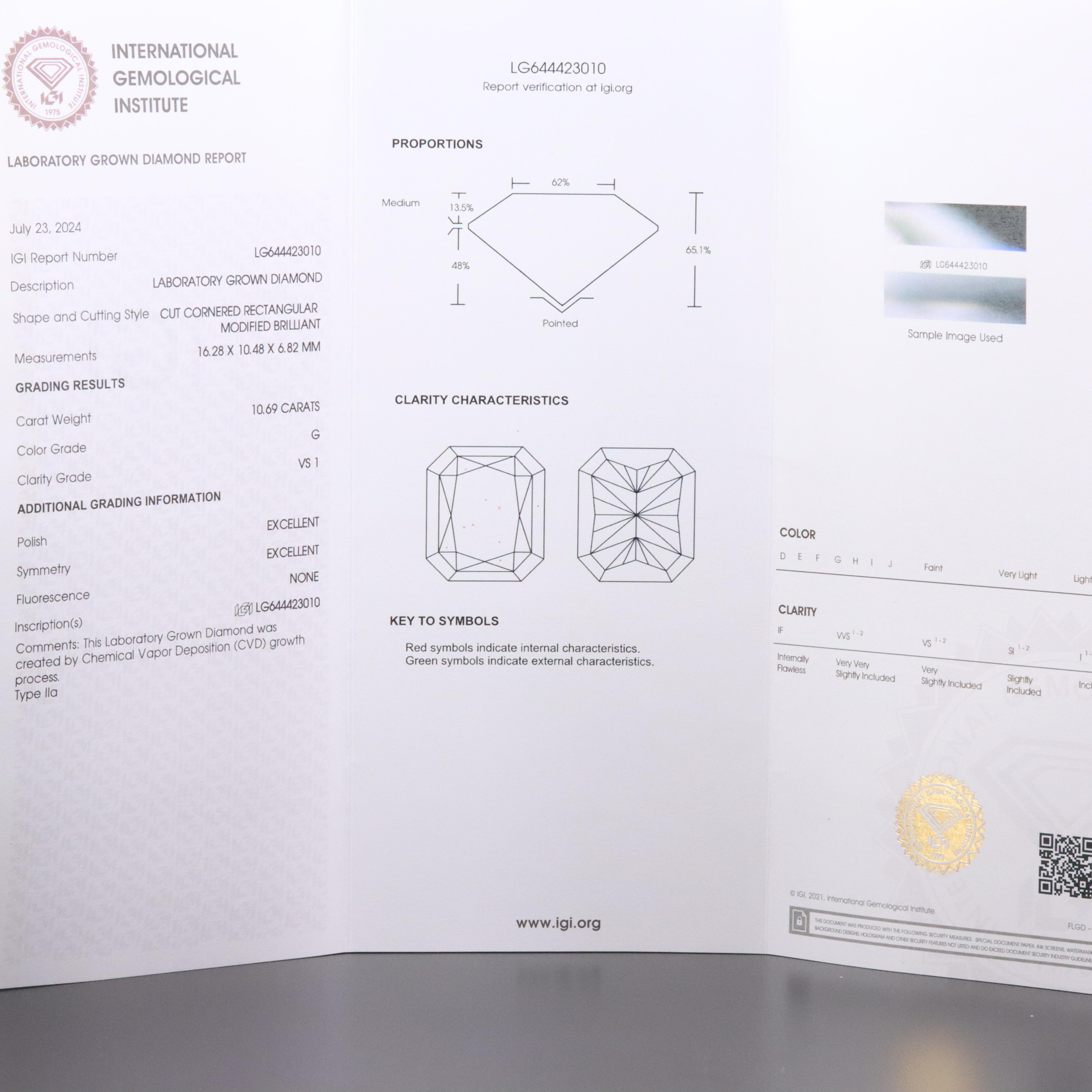 Platinum 11.34 CTW Lab Grown Diamond Ring with IGI Report