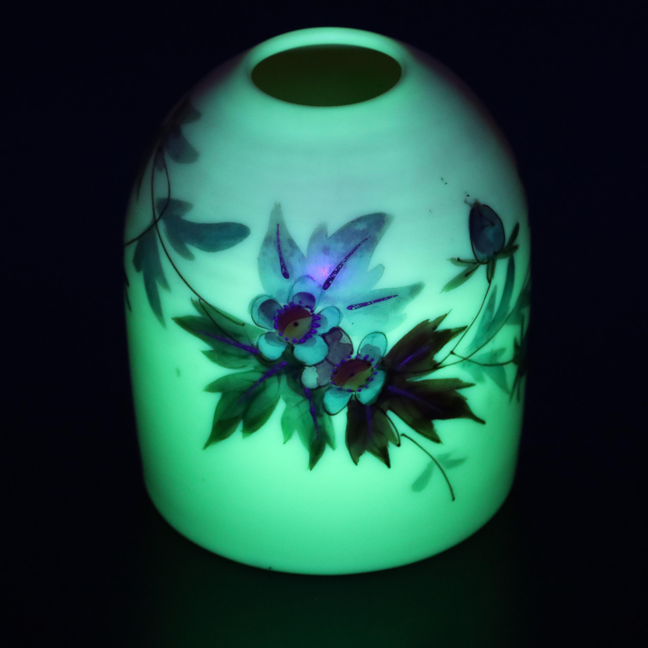 Thomas Webb "Prunus" Hand-Painted Burmese Glass Fairy Lamp