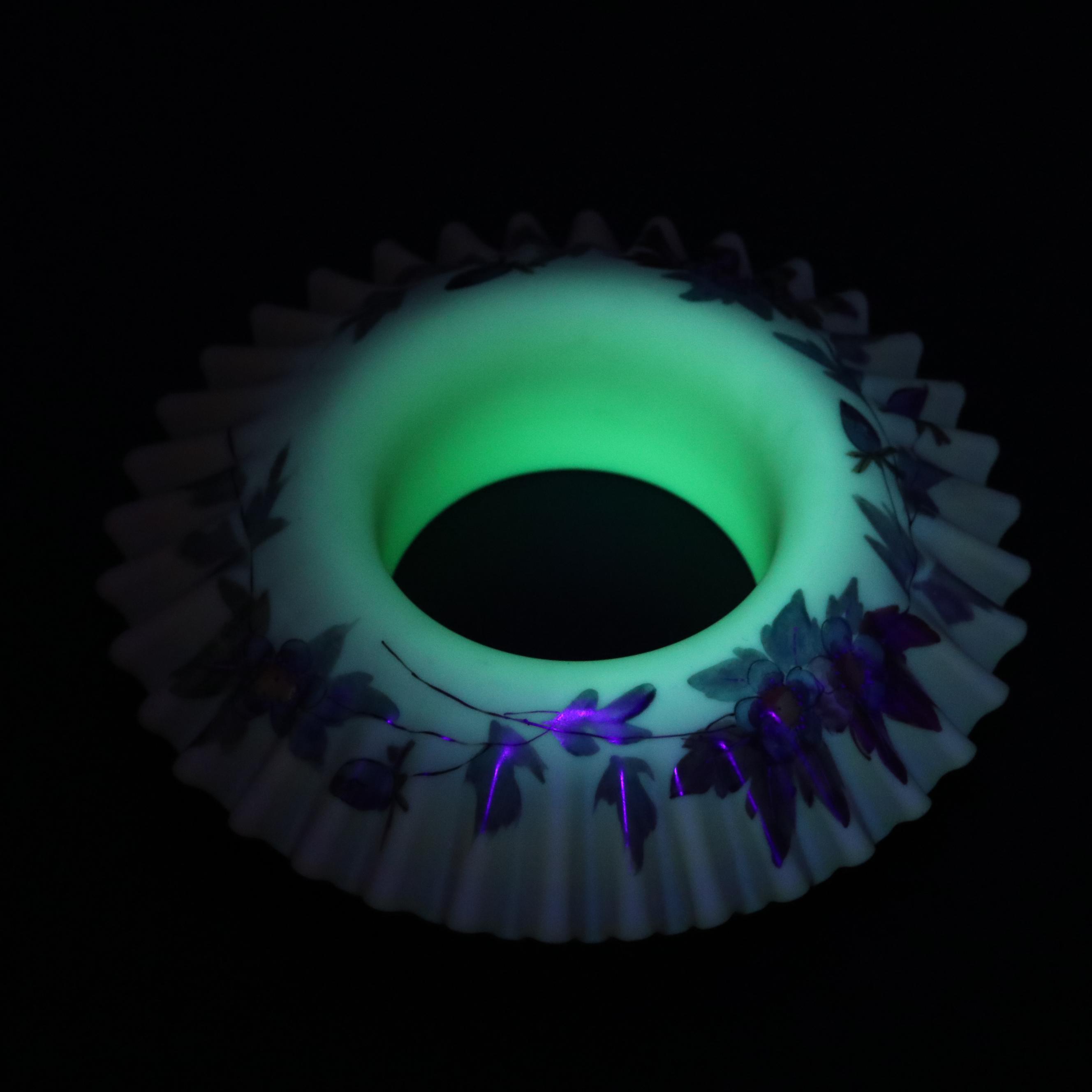 Thomas Webb "Prunus" Hand-Painted Burmese Glass Fairy Lamp