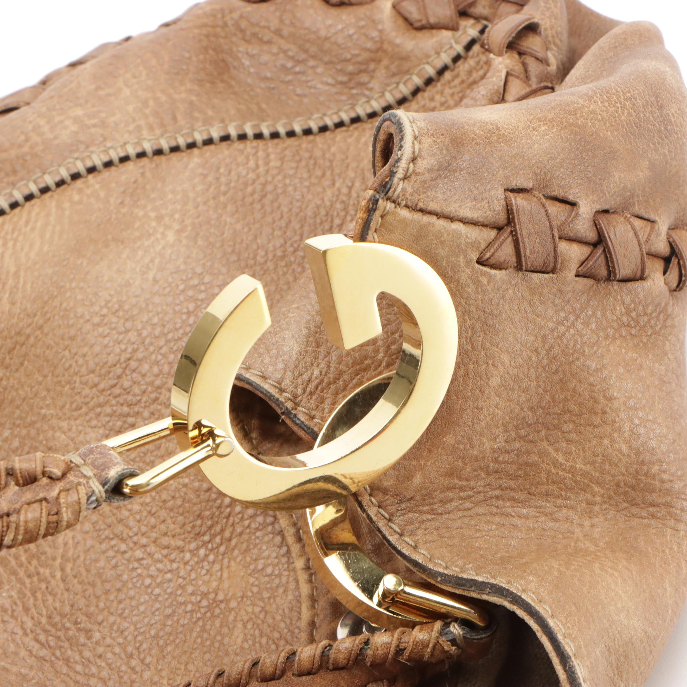 Gucci Charlotte Hobo Bag in Mocha Brown Grained Leather with Braided Accents