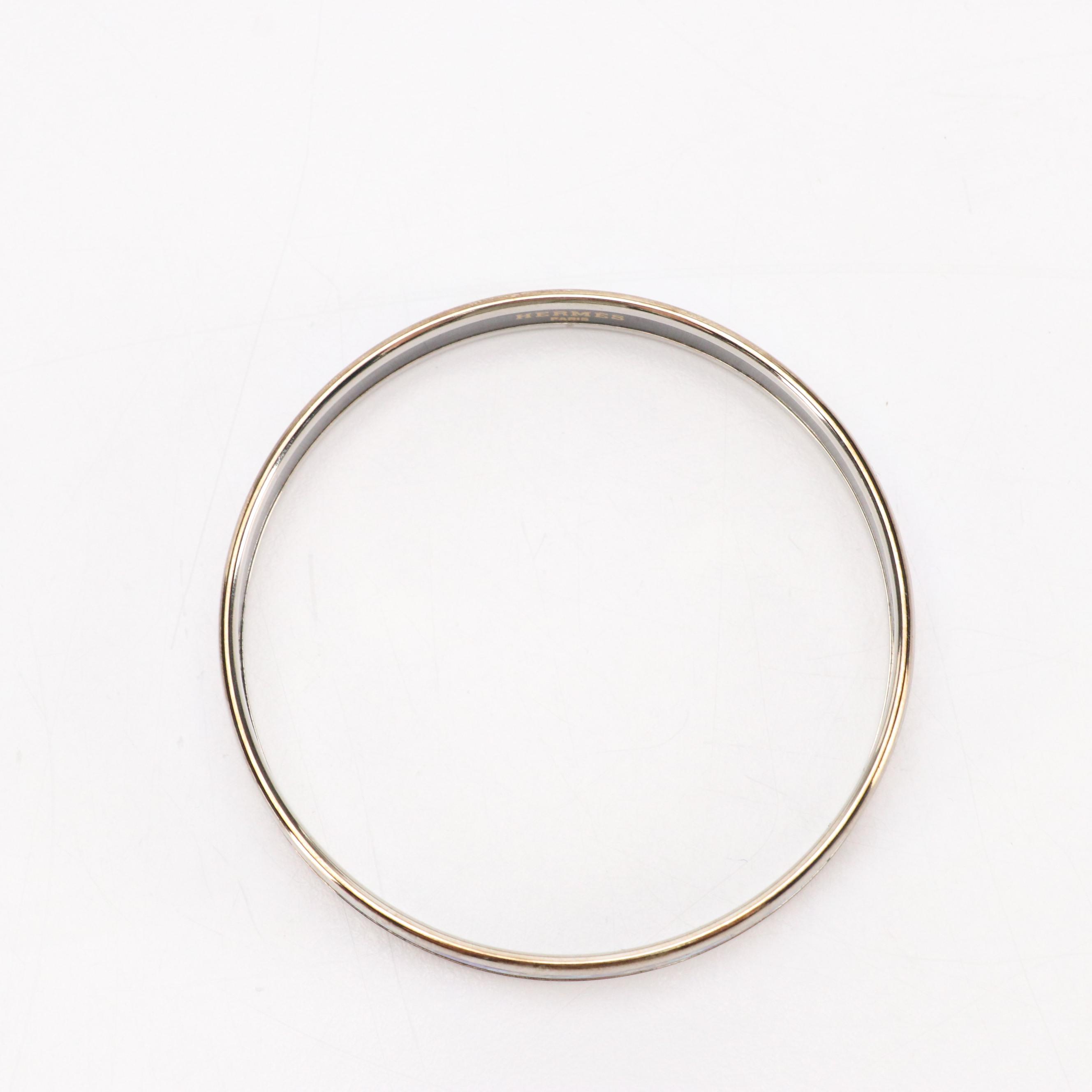 Hermès Horse and Clouds Motif Narrow Enamel Bangle in Box