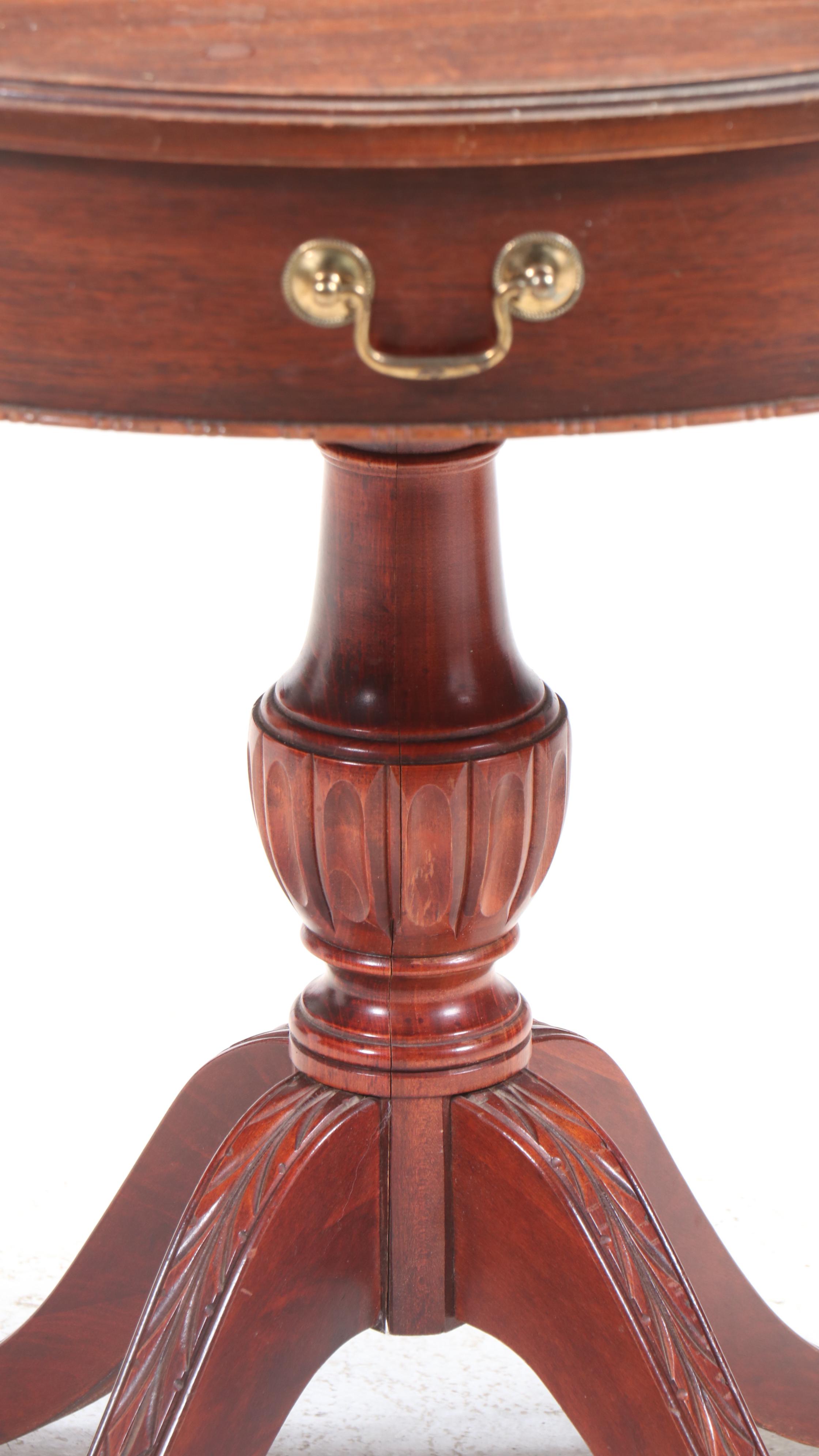 Duncan Phyfe Style Mahogany Drum Table, Mid to Late 20th Century