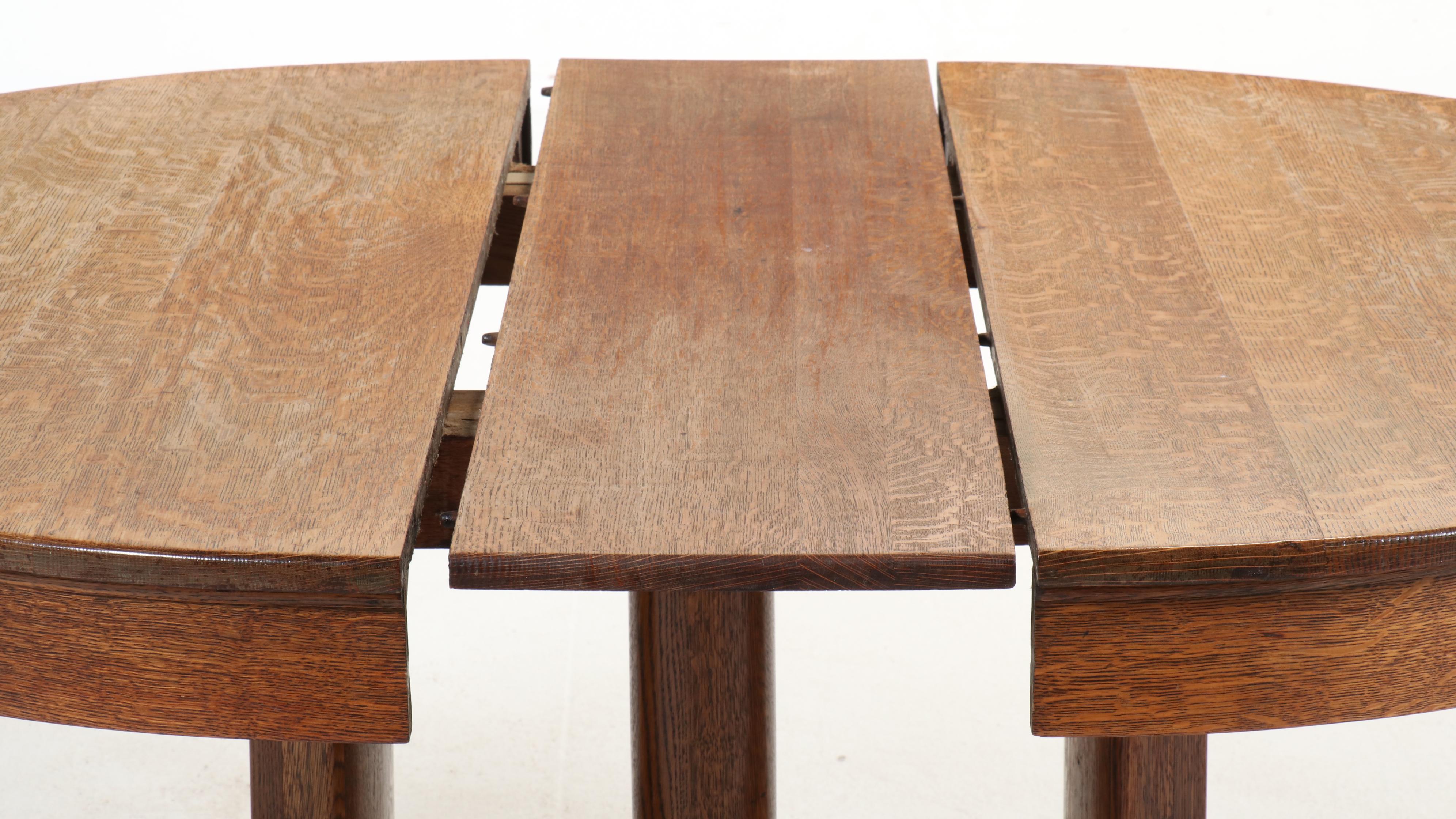 Oak Claw Foot Pedestal Dining Table, Late 19th/Early 20th Century