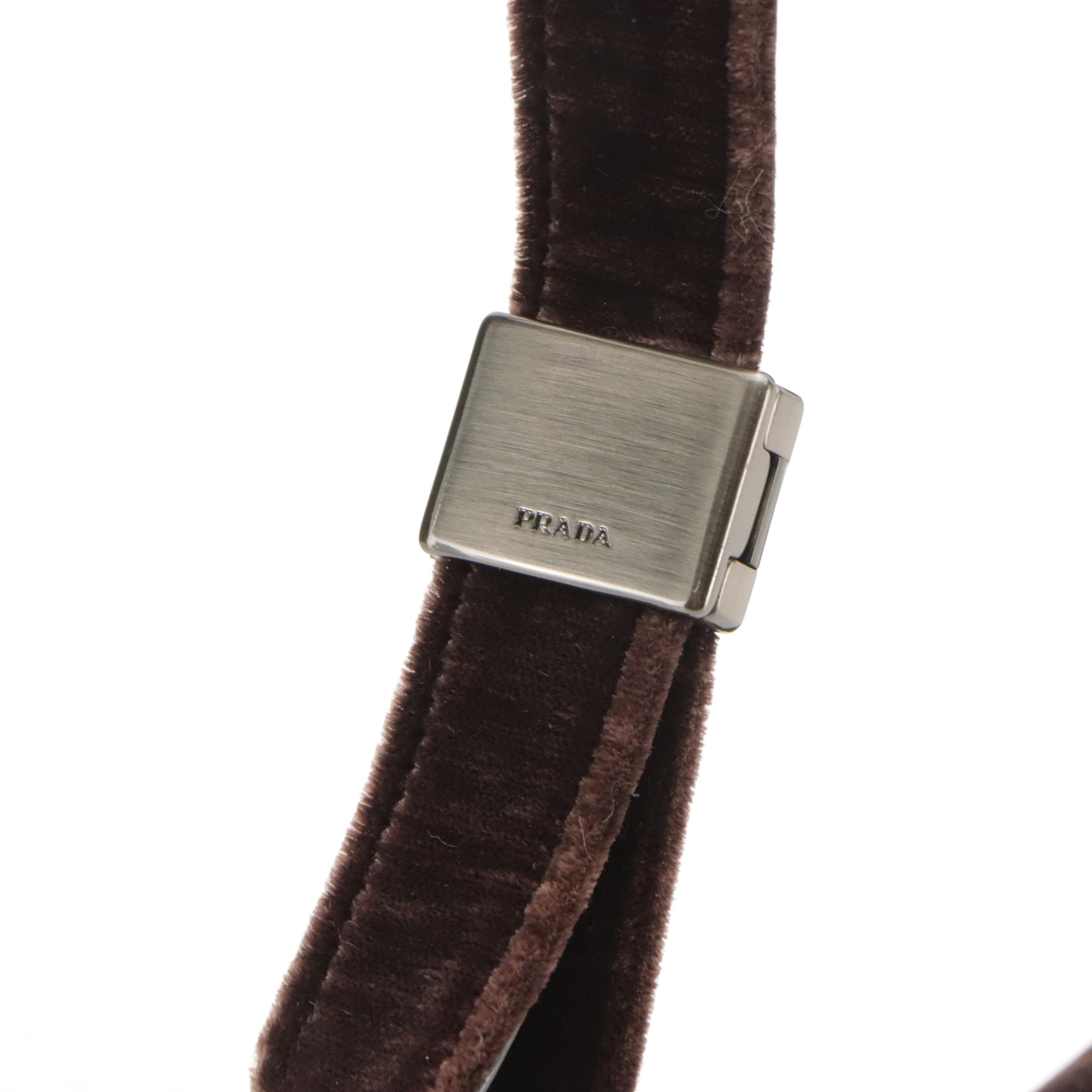 Prada Velvet and Leather Shoulder Bag