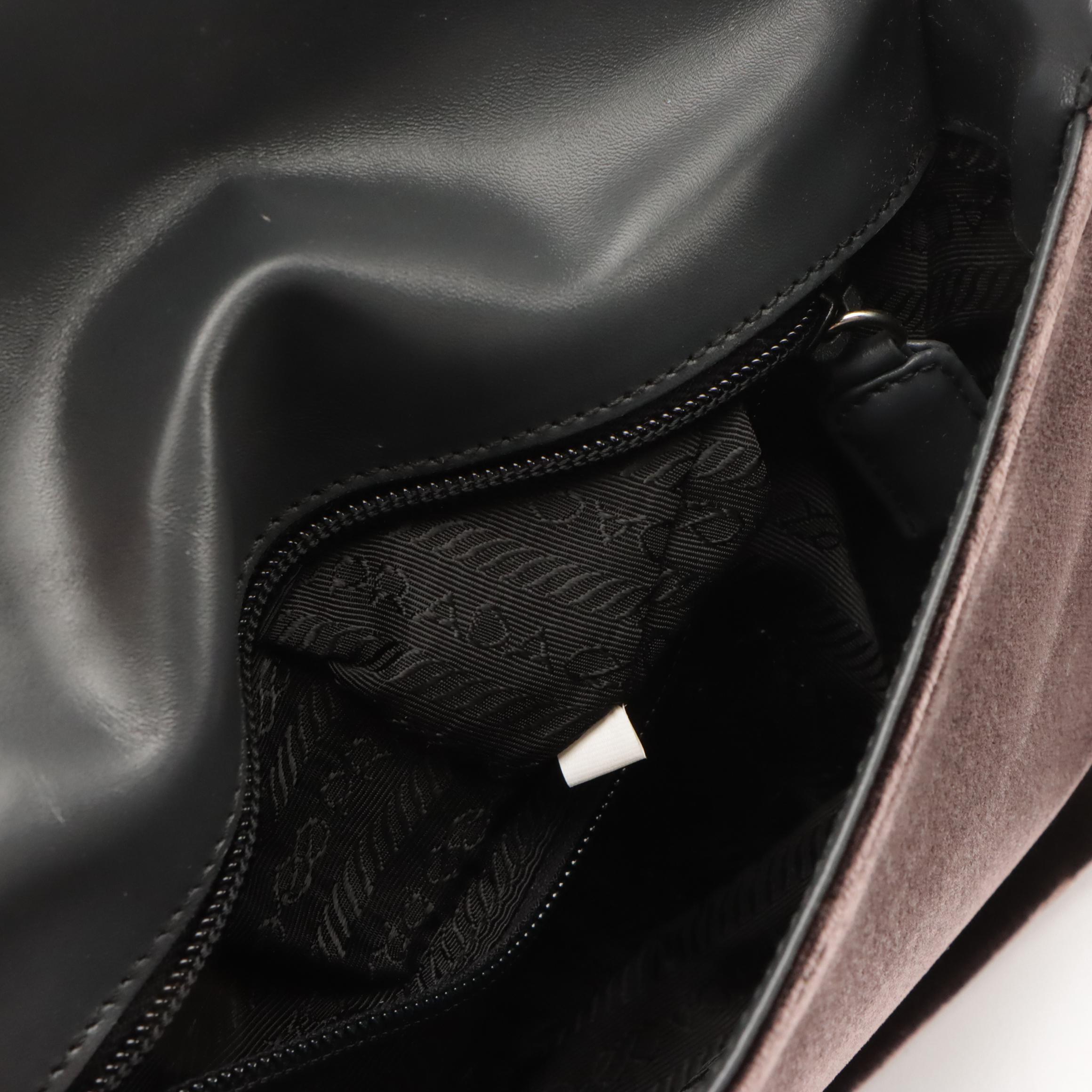 Prada Velvet and Leather Shoulder Bag