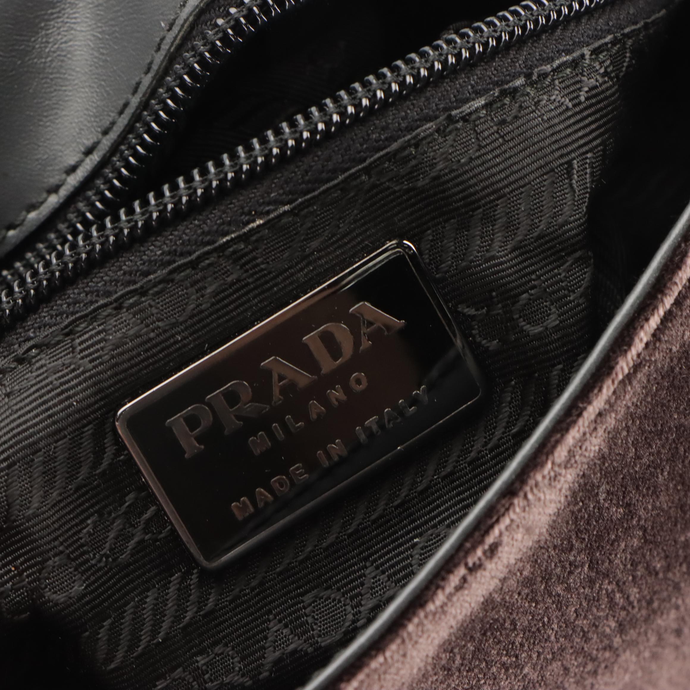 Prada Velvet and Leather Shoulder Bag