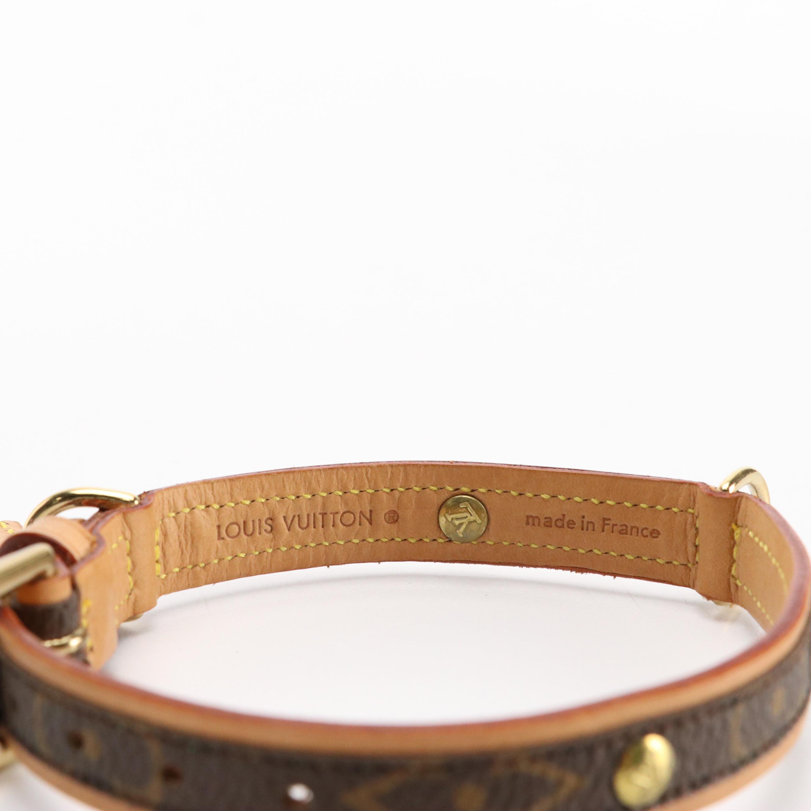 Louis Vuitton Small Pet Collar in Monogram Canvas and Vachetta Leather, With Box