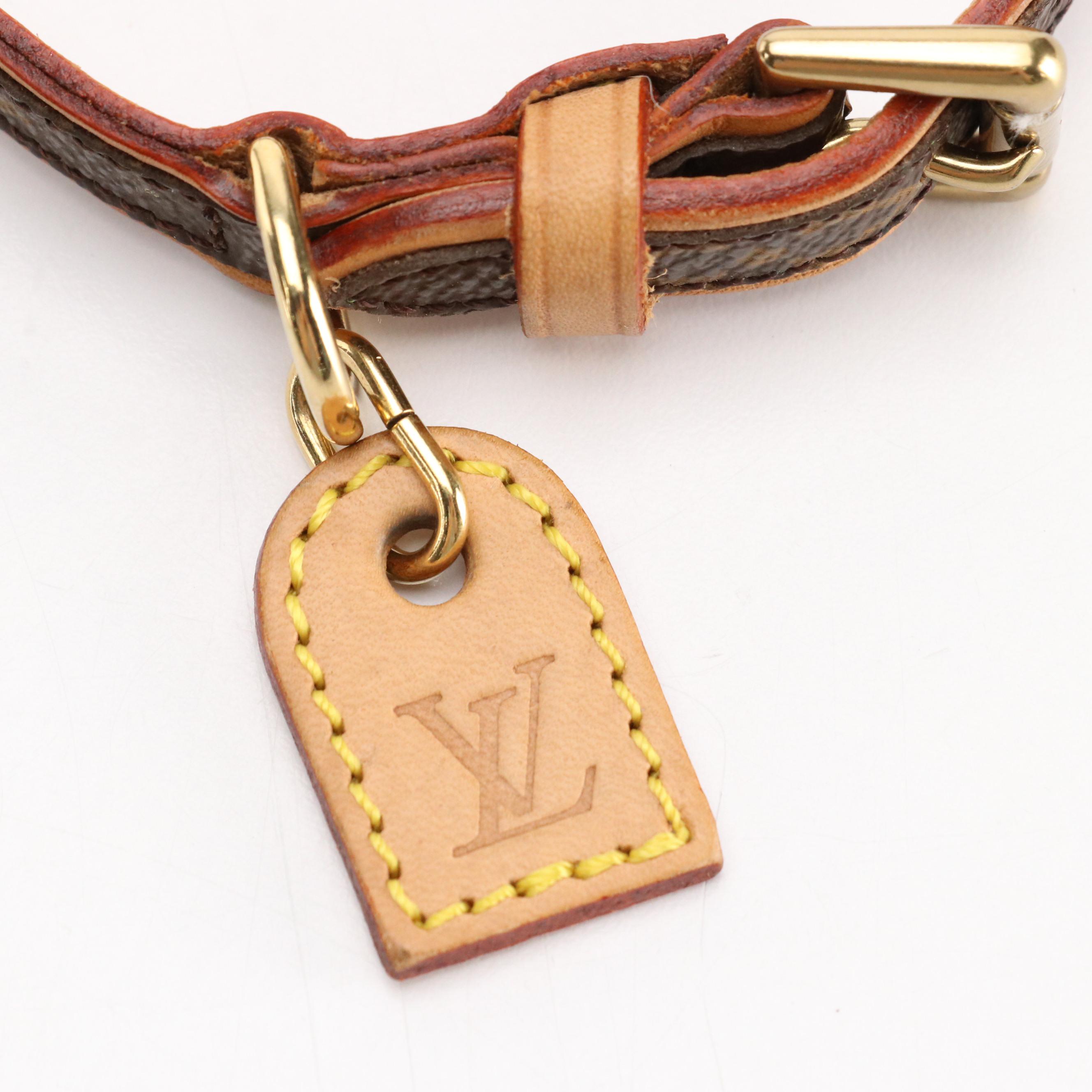 Louis Vuitton Small Pet Collar in Monogram Canvas and Vachetta Leather, With Box