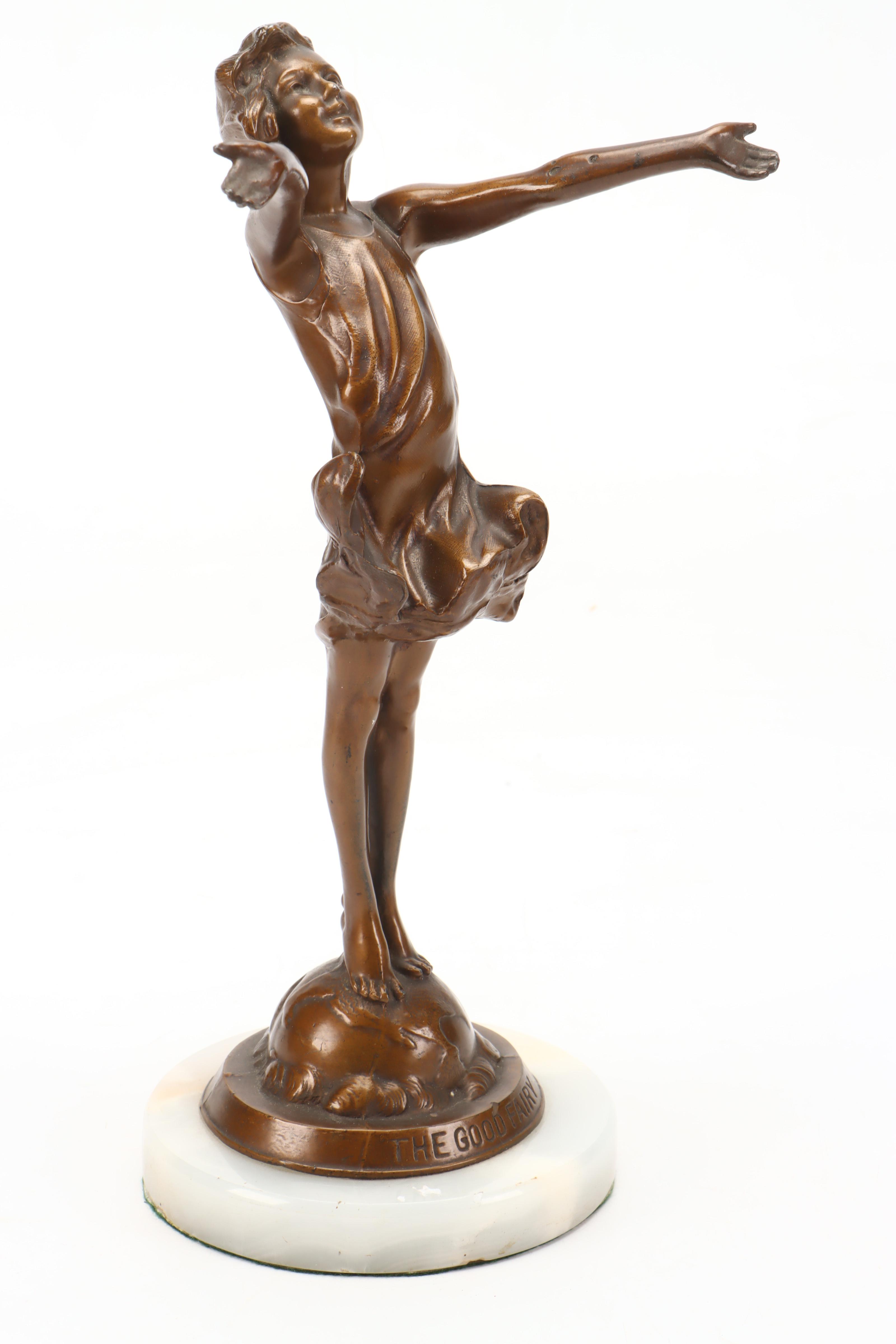 Bronze Finish Cast Metal "The Good Fairy" After Jessie McCutcheon Raleigh