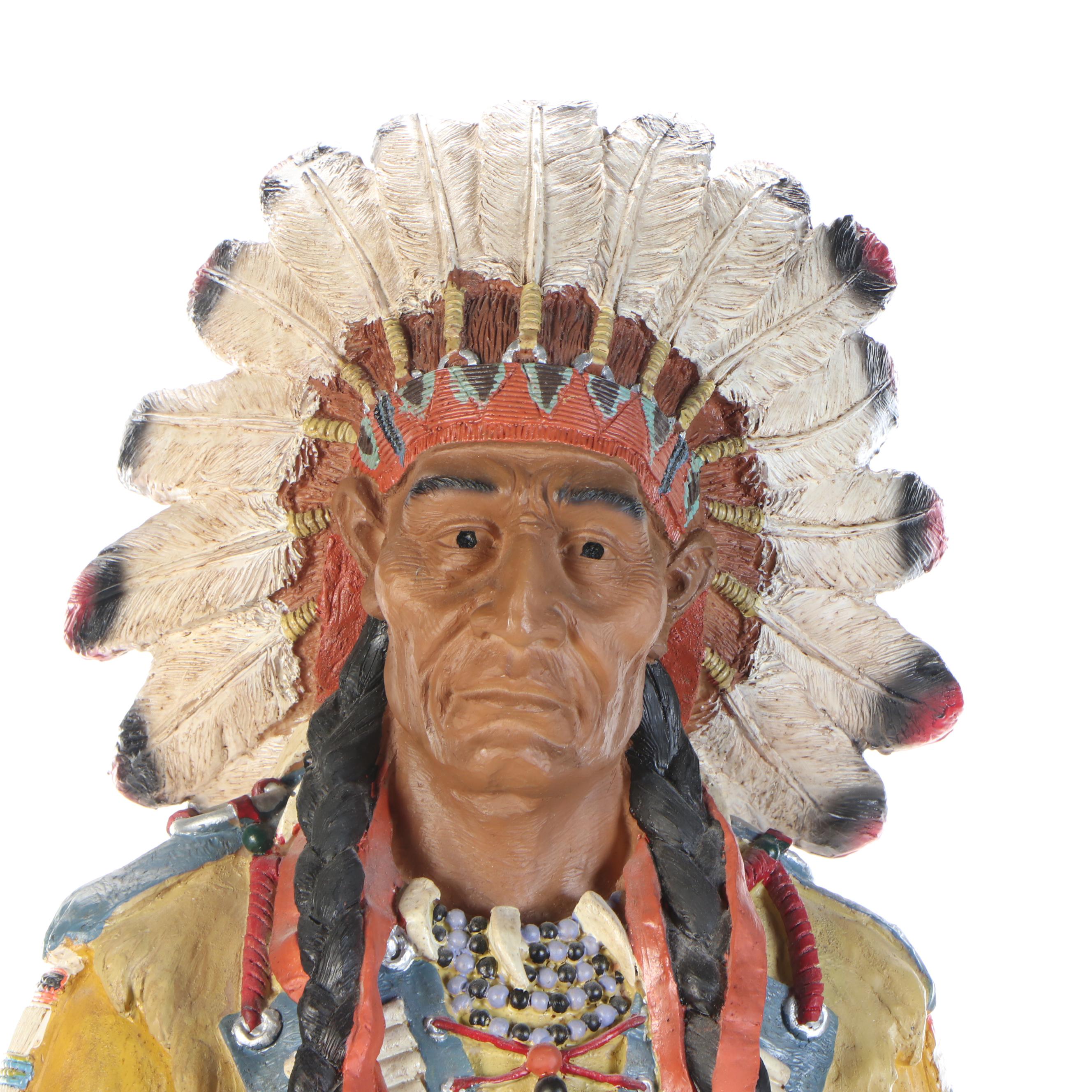 Resin Sculpture After Daniel Monfort's "Sioux Chief"