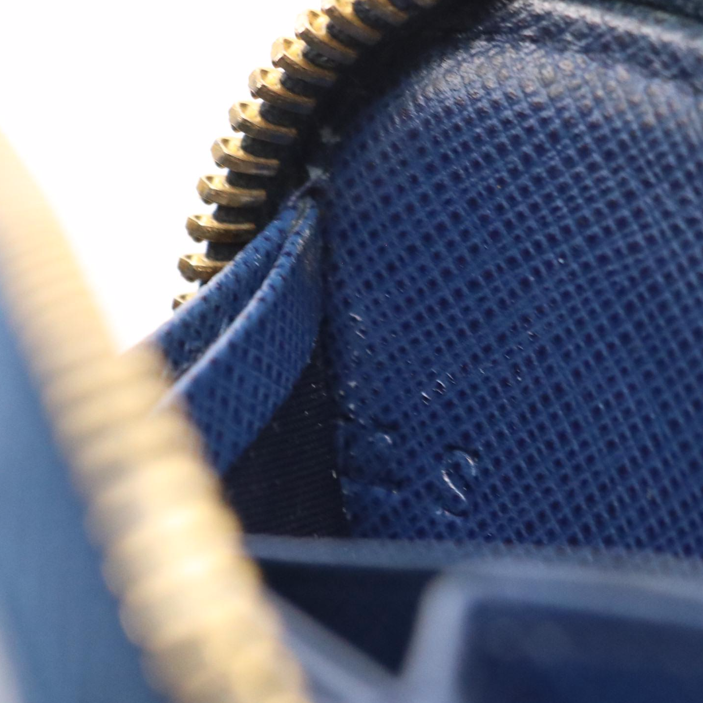 Prada Navy Saffiano Leather Zip-Around Card Case