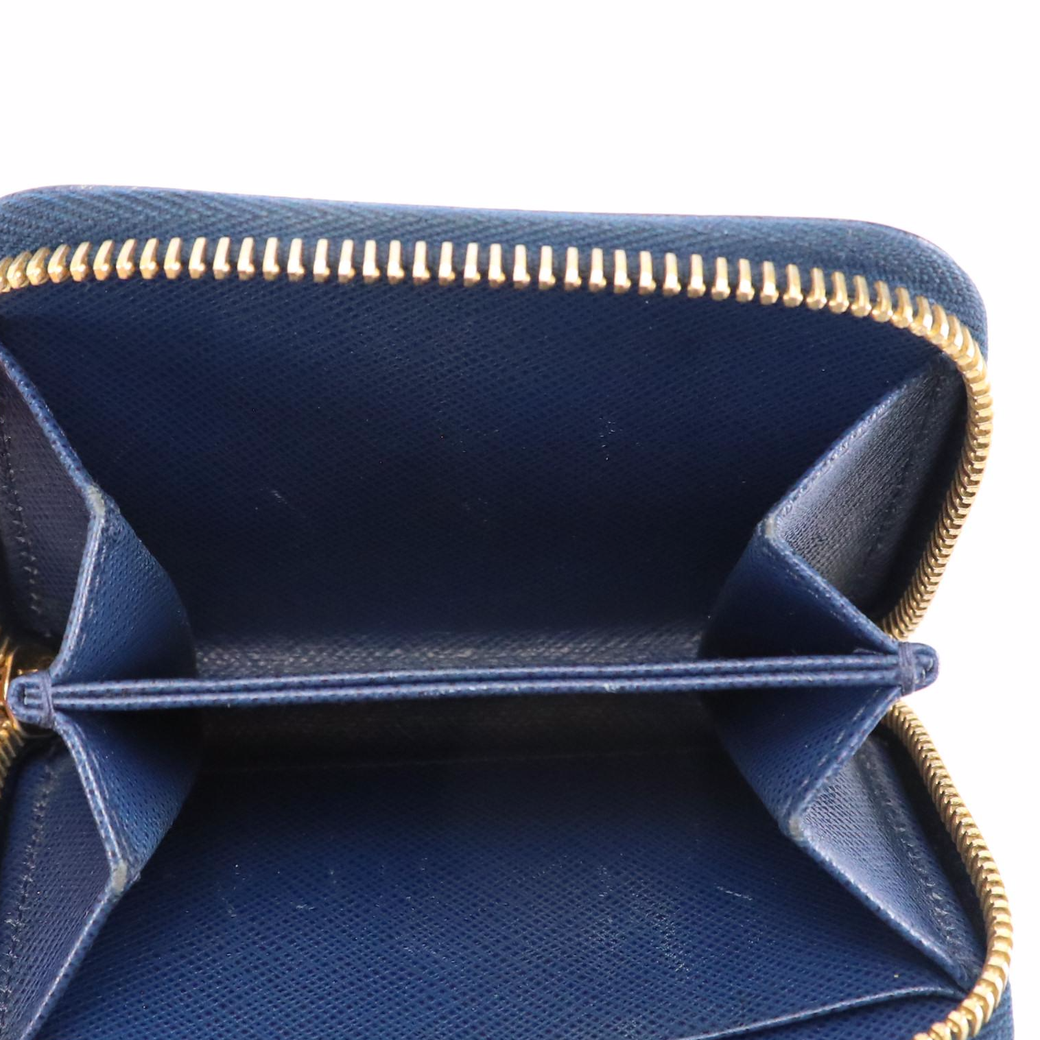 Prada Navy Saffiano Leather Zip-Around Card Case