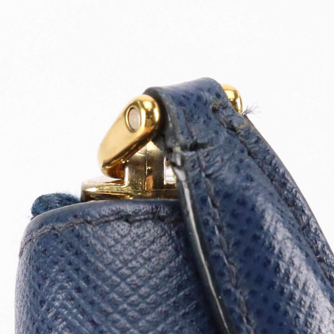 Prada Navy Saffiano Leather Zip-Around Card Case