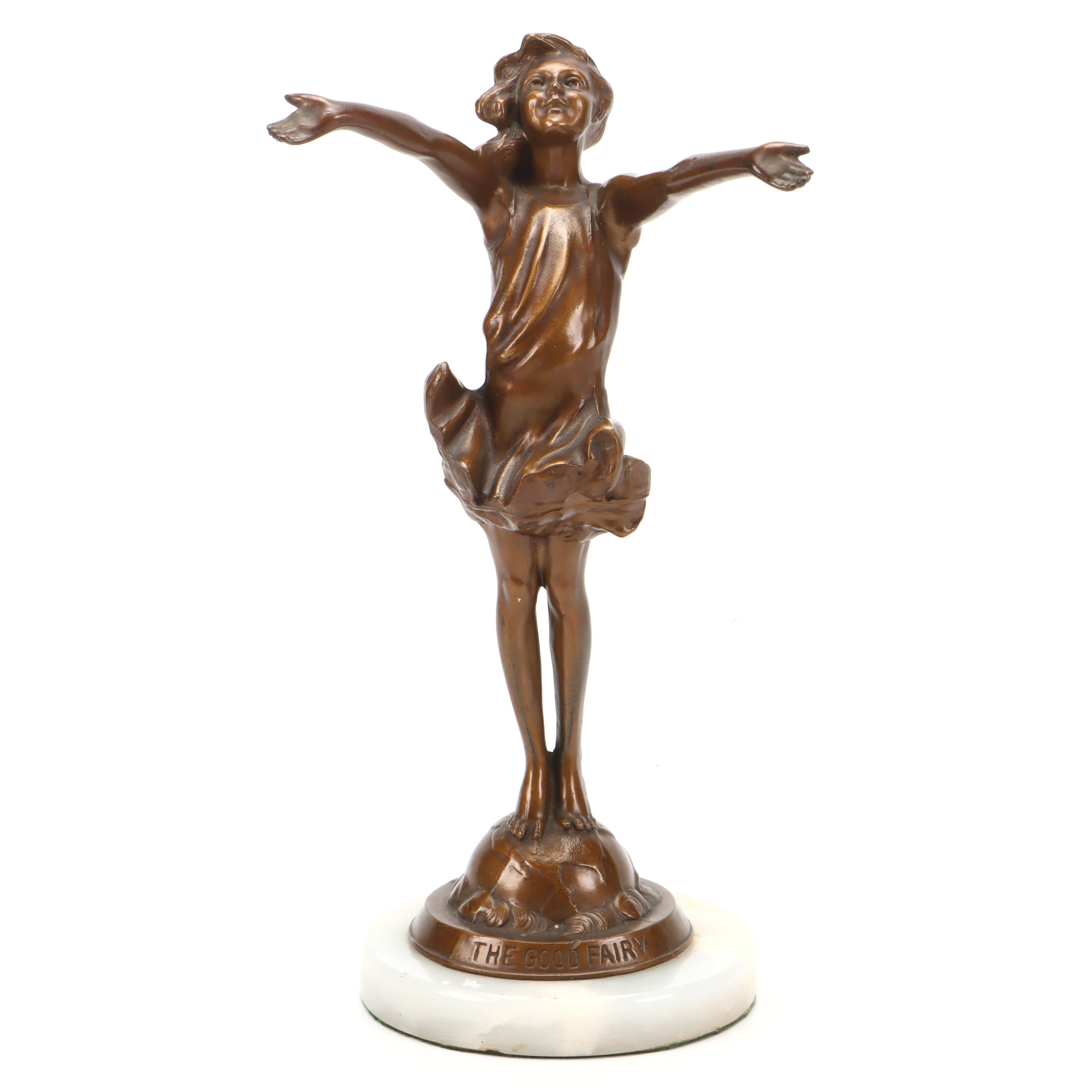 Bronze Finish Cast Metal "The Good Fairy" After Jessie McCutcheon Raleigh