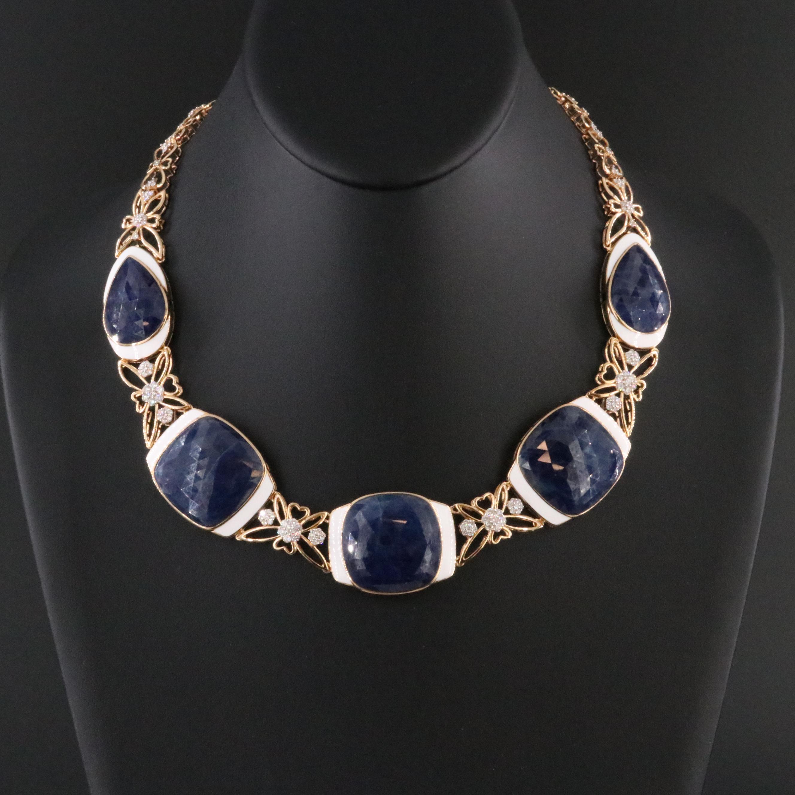 Oscar Friedman 18K Sapphire and 3.34 CTW Diamond Necklace with GIA Report
