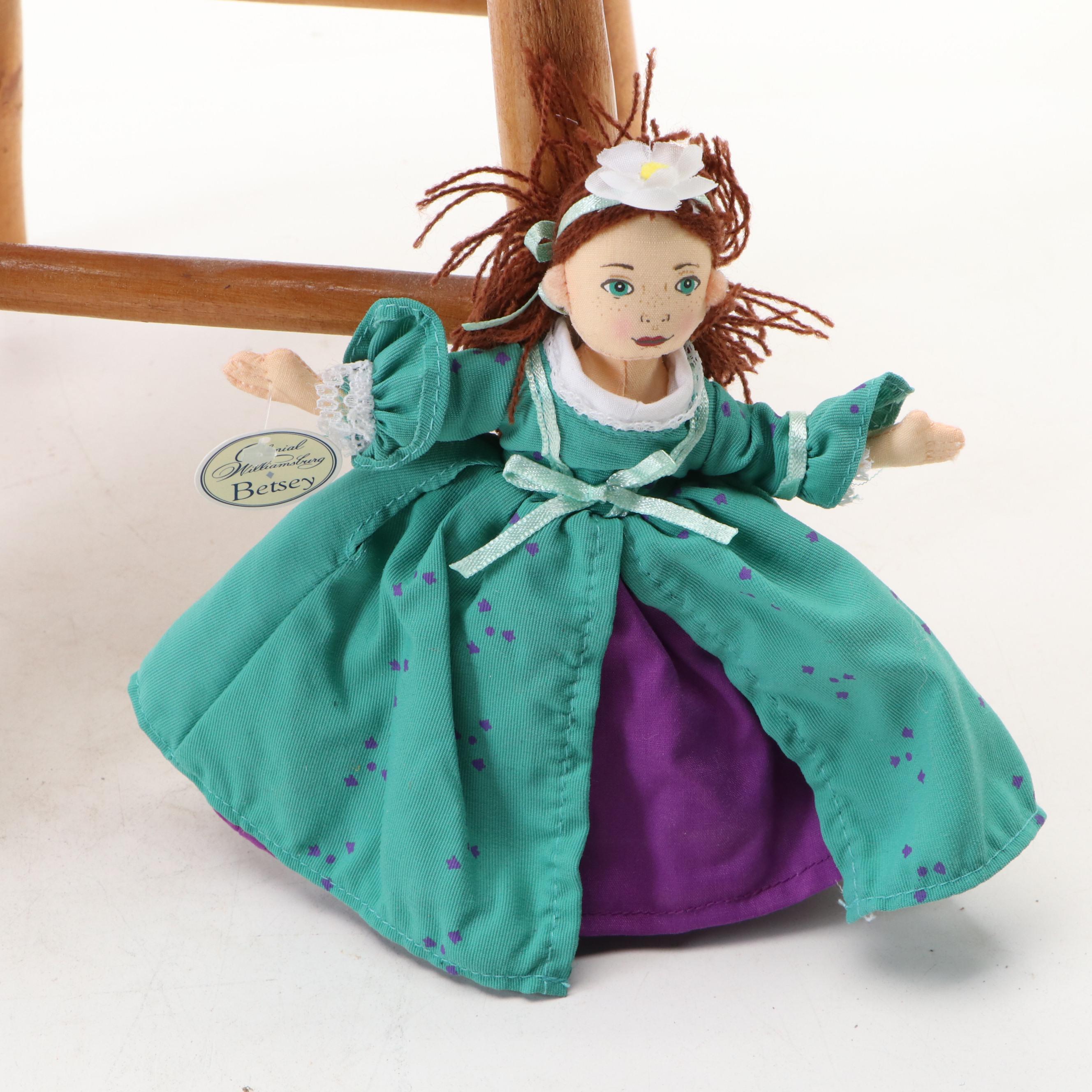 Cabbage Patch, Colonial Williamsburg, and Other Dolls with Miniature Chair
