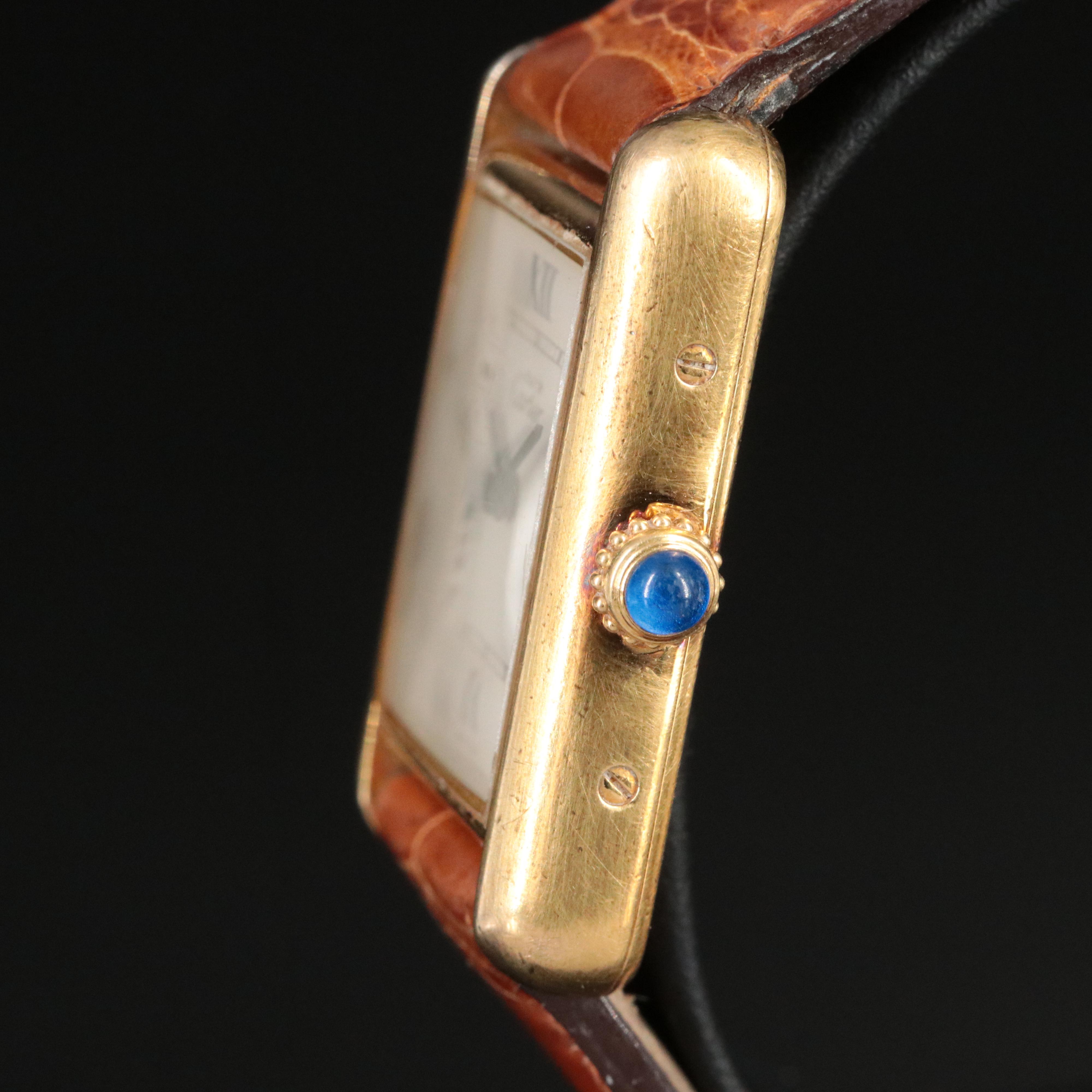 Cartier Must de Cartier 925 Silver Gold Plated Tank Watch