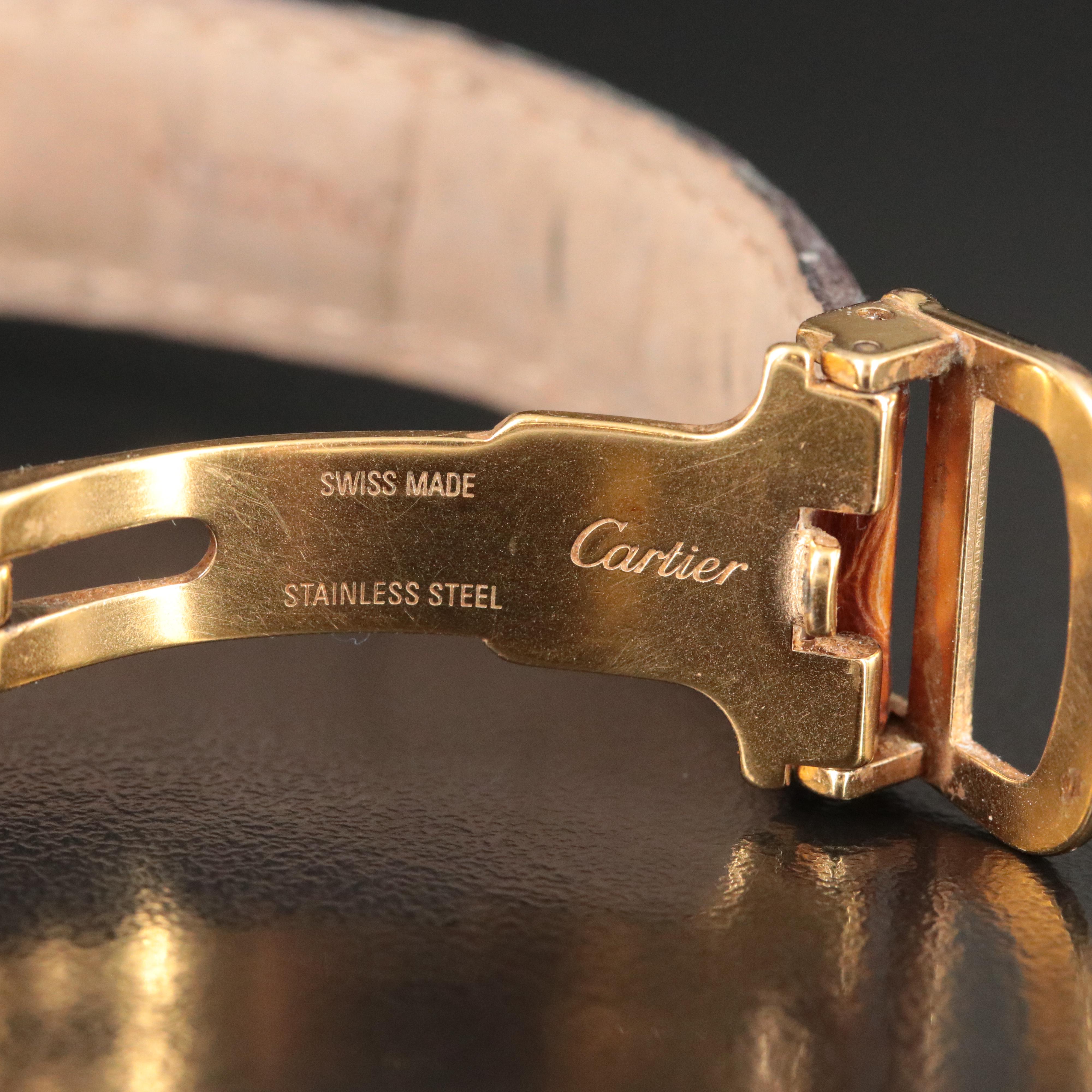 Cartier Must de Cartier 925 Silver Gold Plated Tank Watch