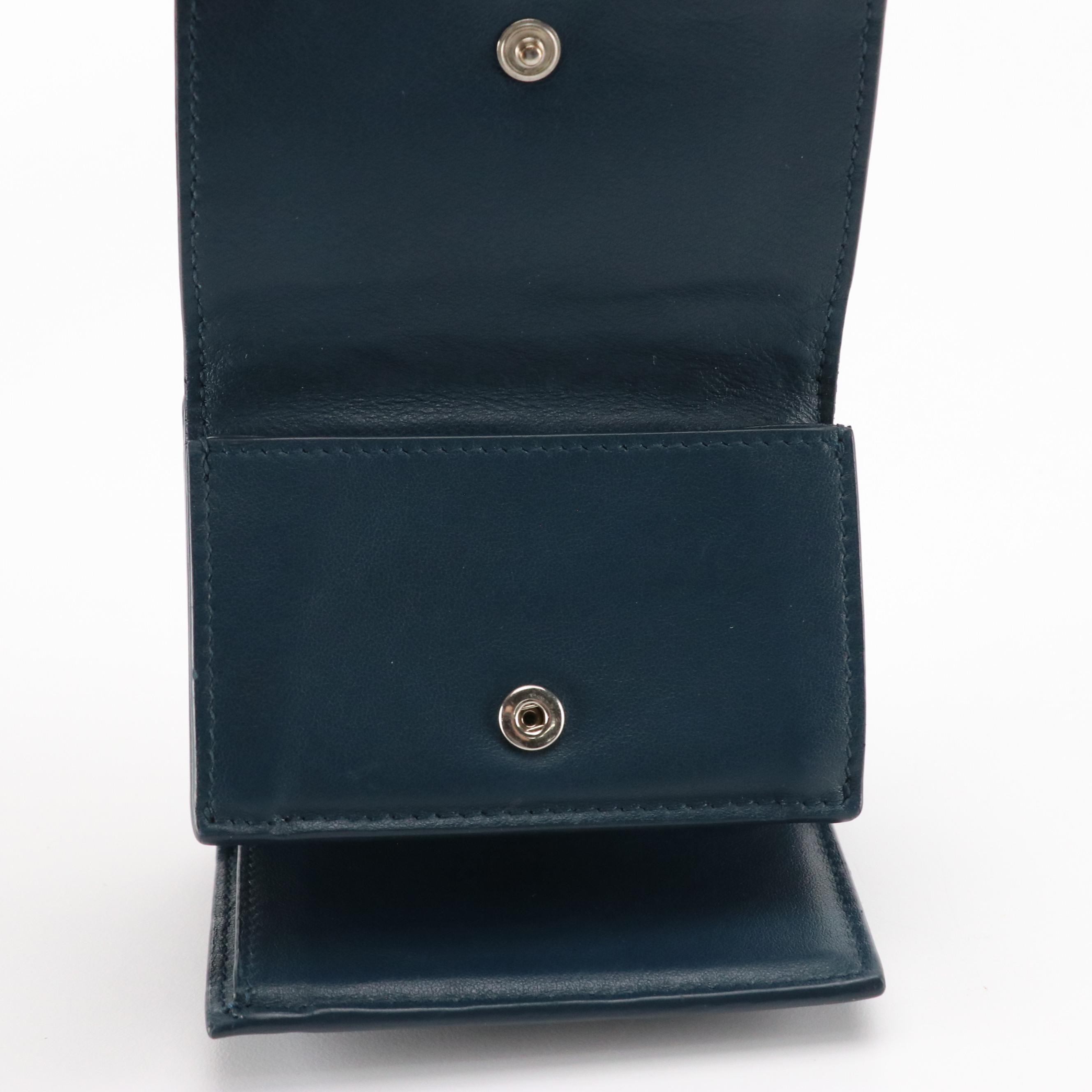 Bottega Veneta Mini Tri-Fold Wallet in Navy Intrecciato Leather