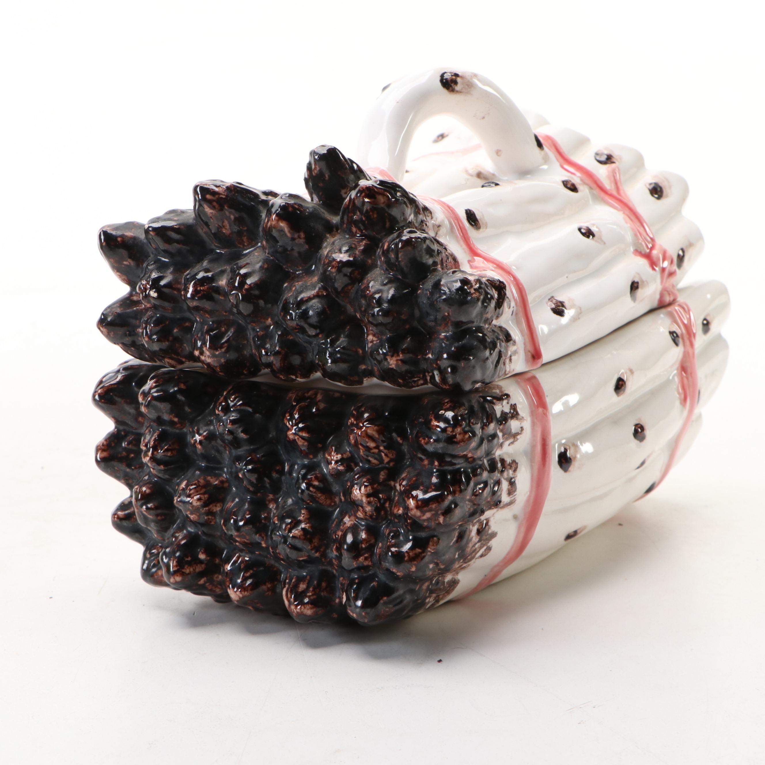 Bordallo Pinheiro Portuguese Majolica Asparagus Tureen and Other Tableware