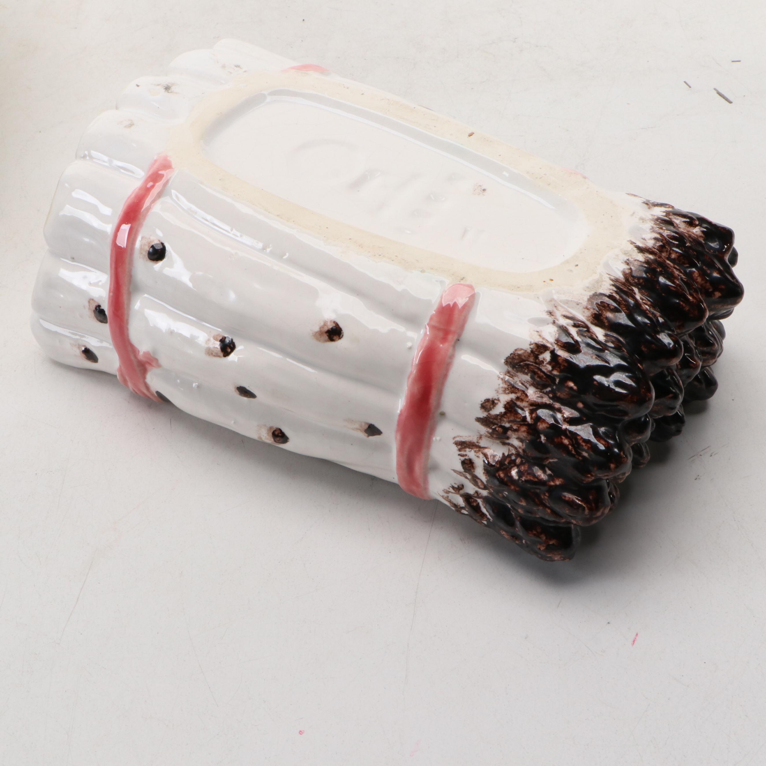 Bordallo Pinheiro Portuguese Majolica Asparagus Tureen and Other Tableware