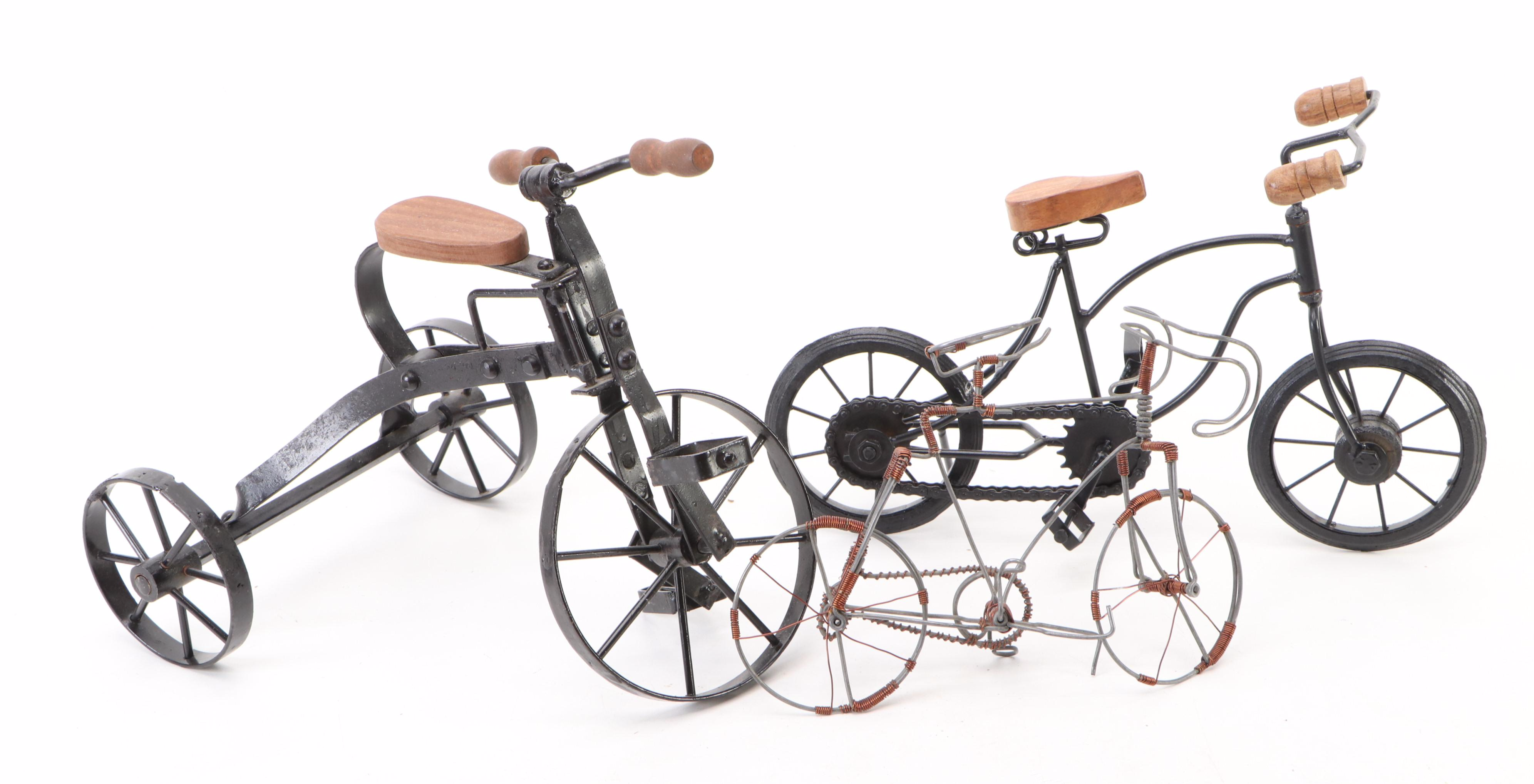 Raggedy Ann and Andy Cloth Dolls with Victorian Style Decorative Bicycles