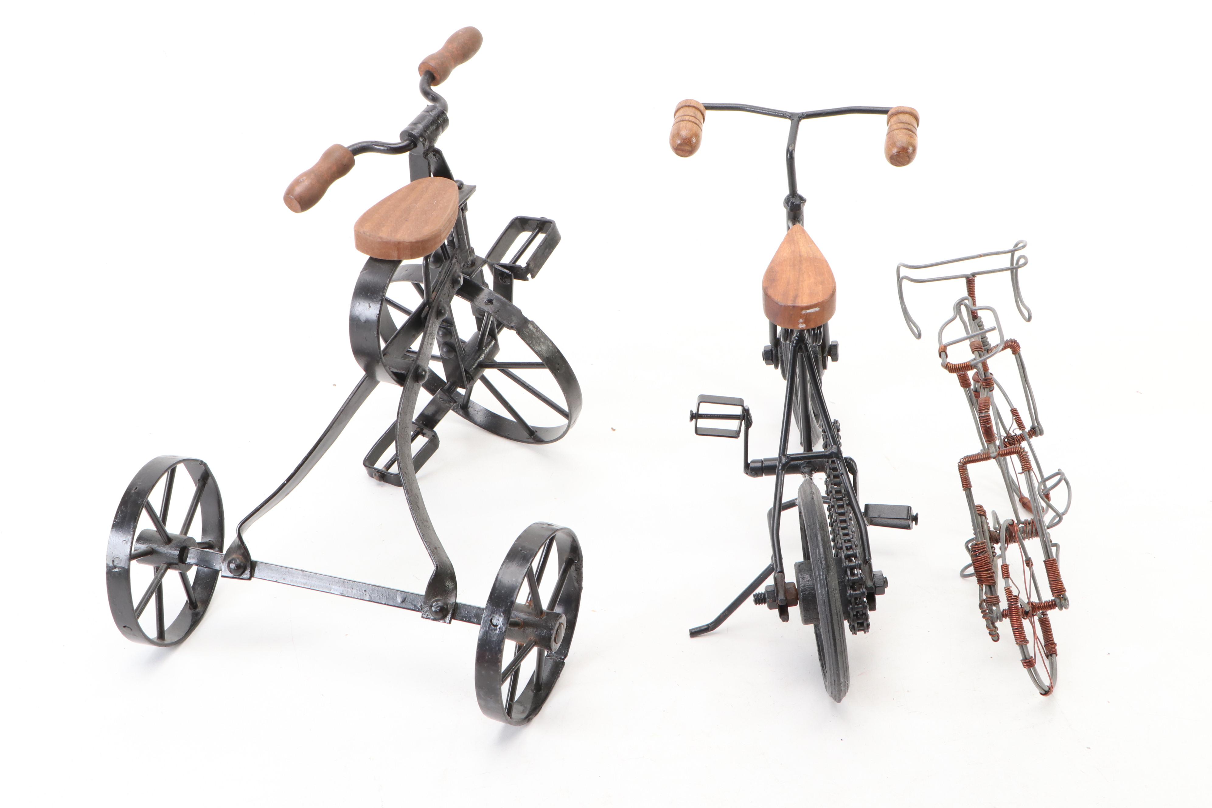 Raggedy Ann and Andy Cloth Dolls with Victorian Style Decorative Bicycles