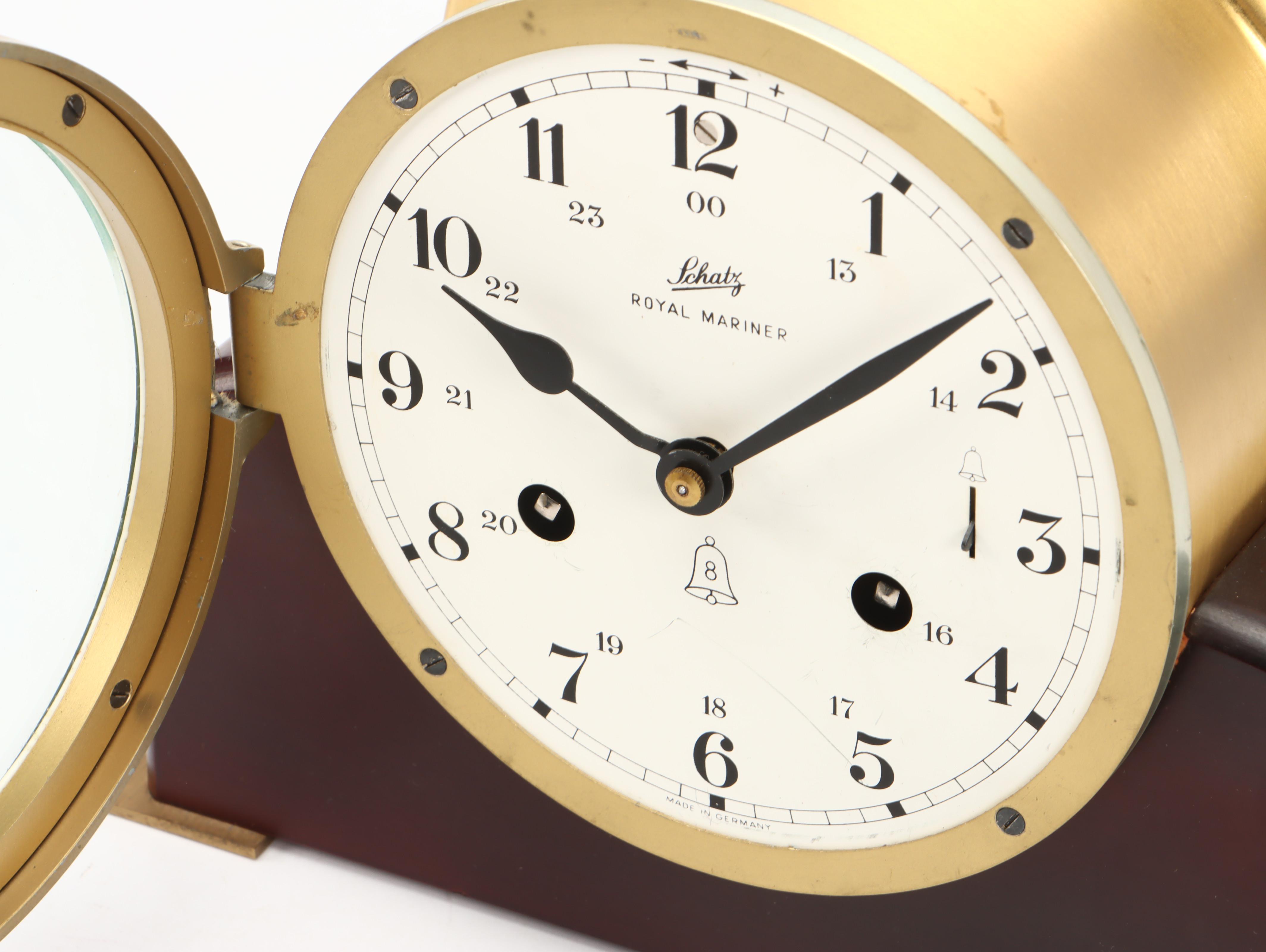 Schatz Royal Mariner Brass and Wood Clock