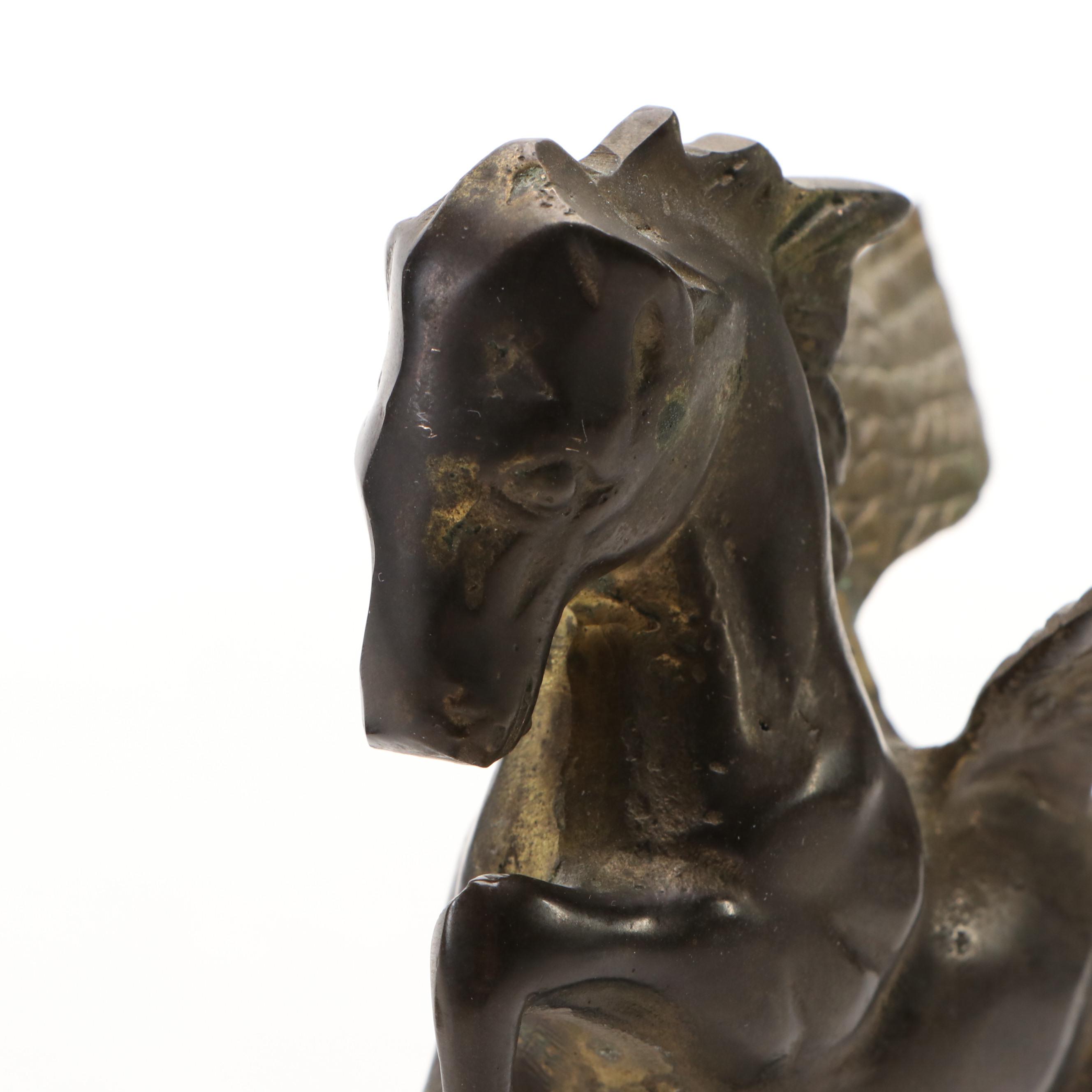 Bronze Cherub Candle Holder with Aldon Brass Pegasus Figurine