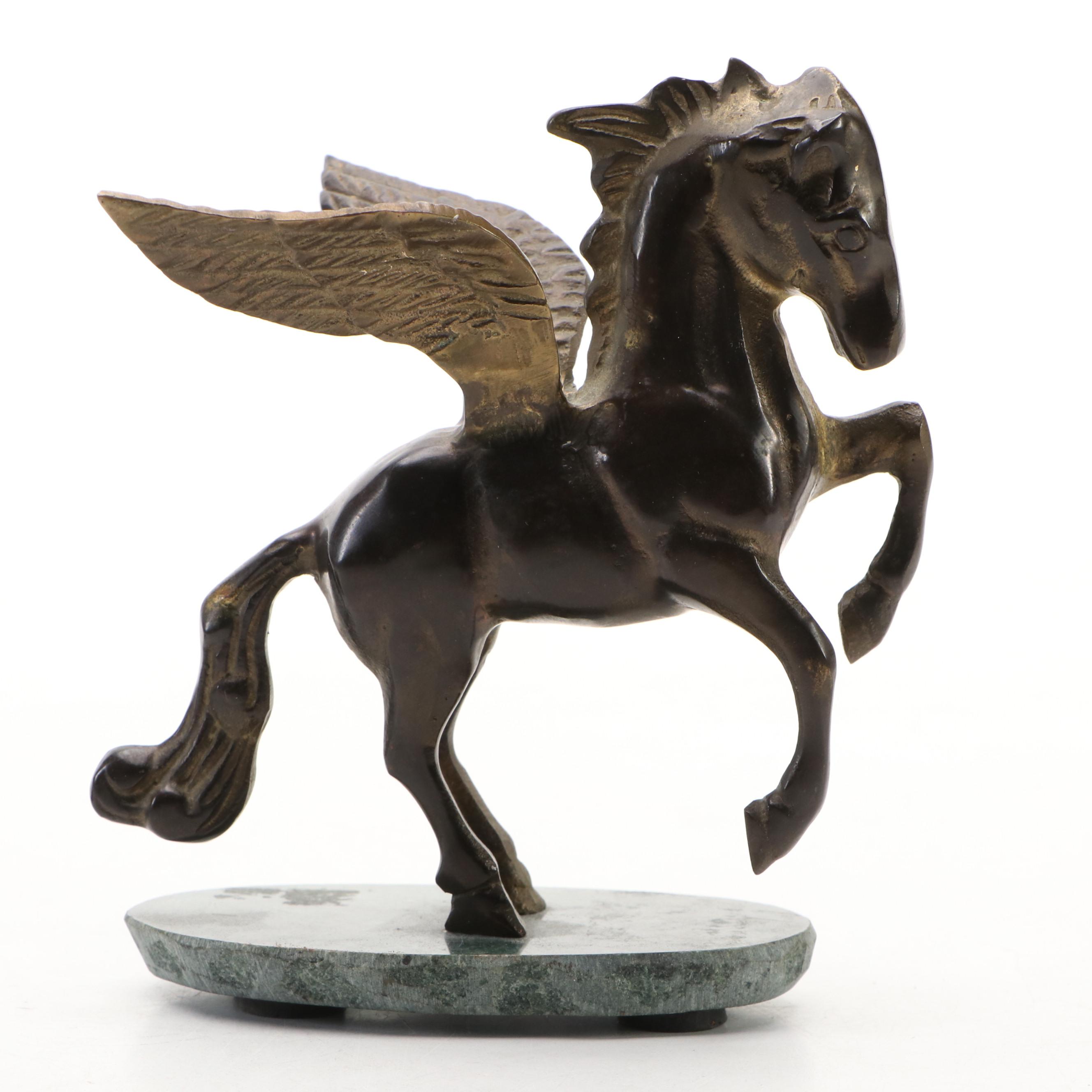 Bronze Cherub Candle Holder with Aldon Brass Pegasus Figurine