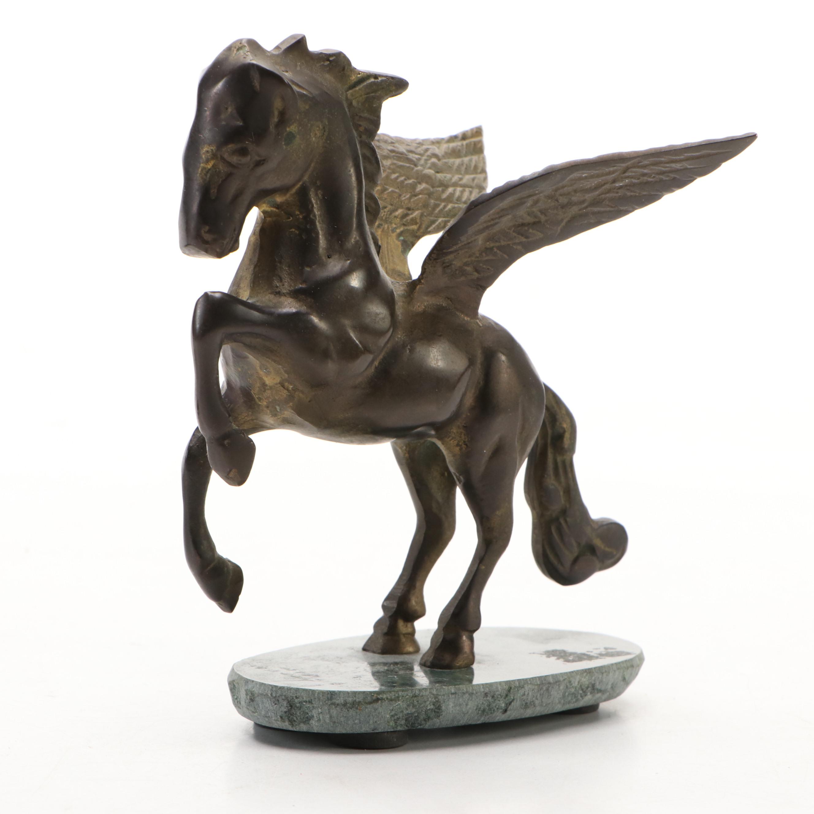 Bronze Cherub Candle Holder with Aldon Brass Pegasus Figurine