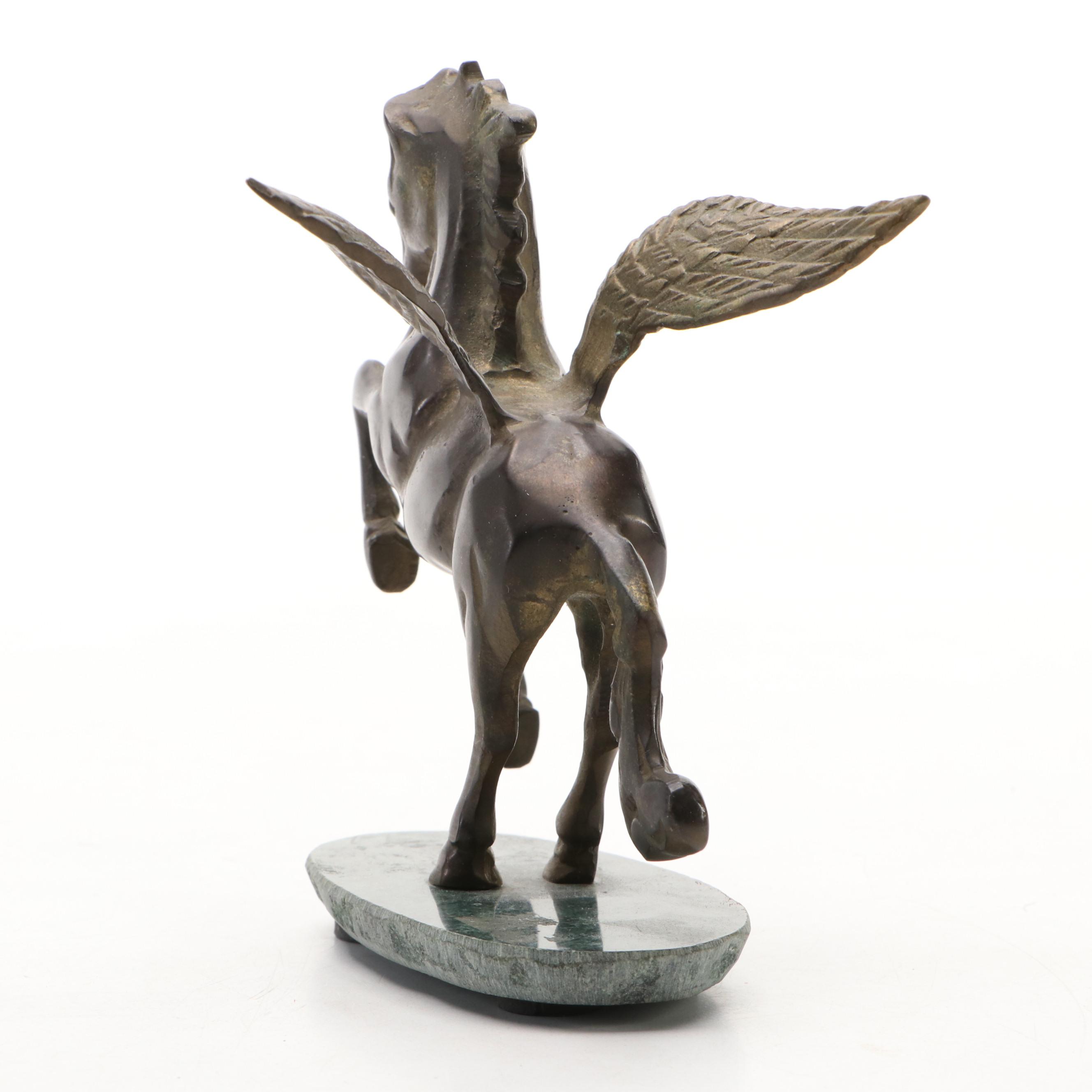 Bronze Cherub Candle Holder with Aldon Brass Pegasus Figurine