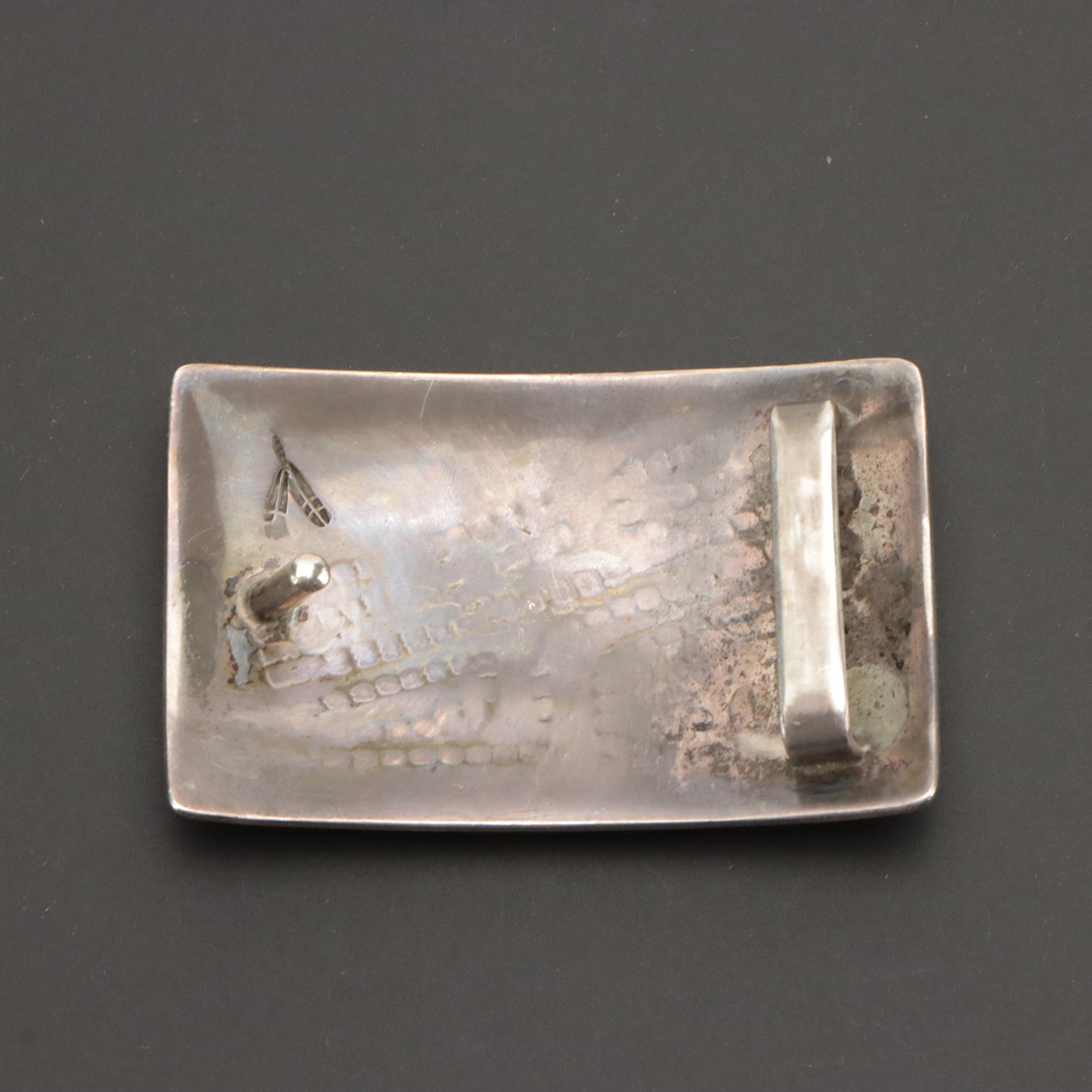 Hopi Vernon Mansfield Sterling Silver Overlay Belt Buckle