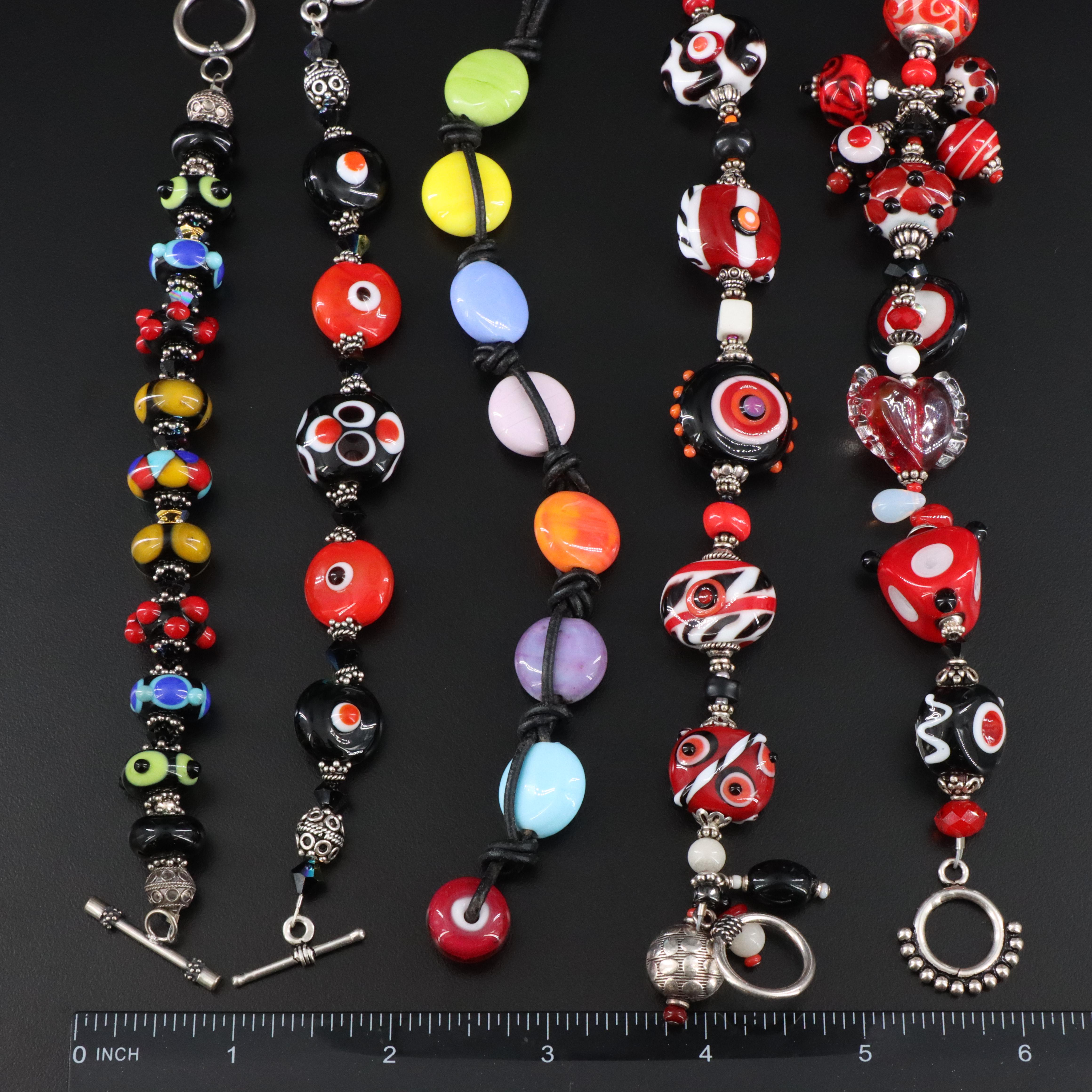 Lampwork Glass Bracelet Collection Including Sterling