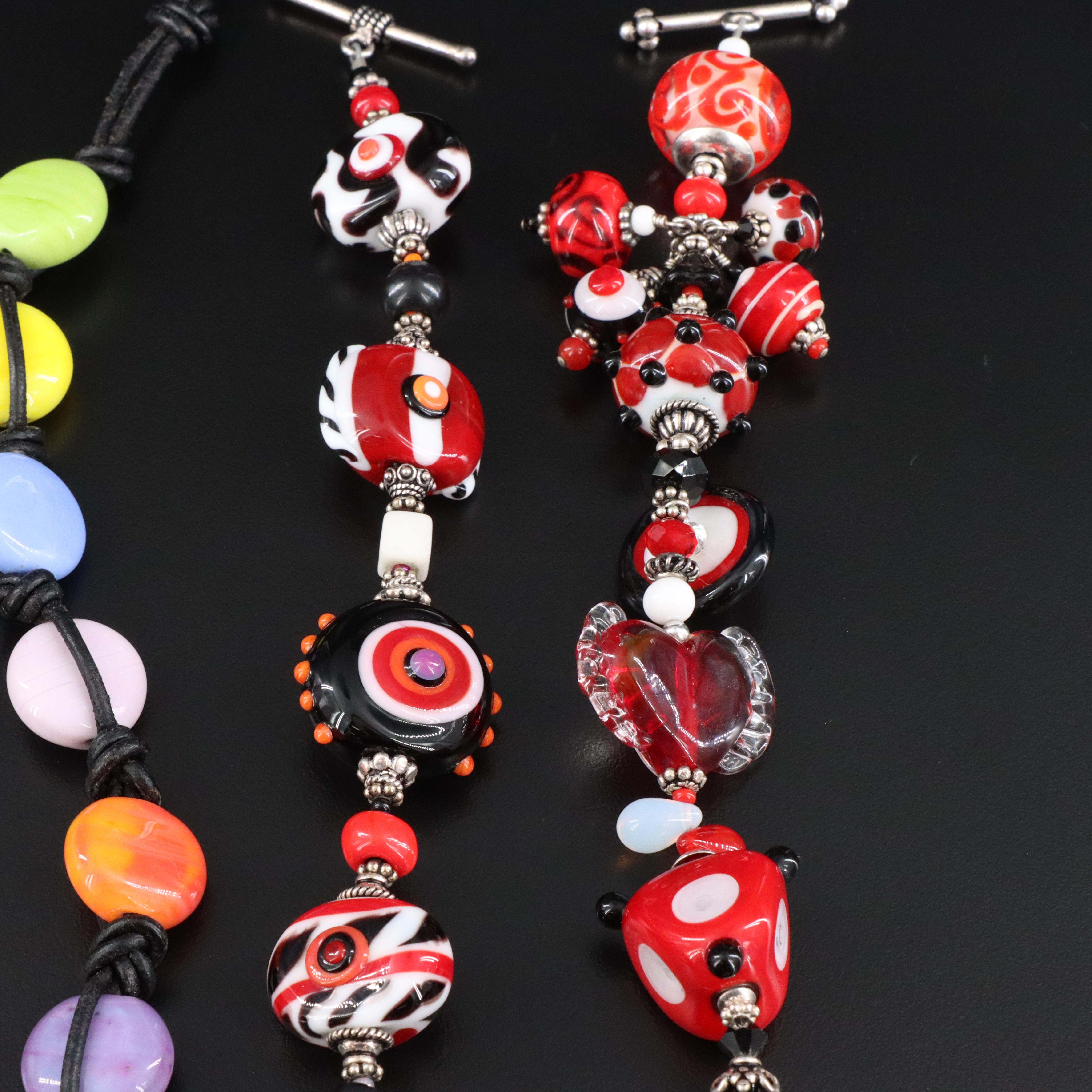 Lampwork Glass Bracelet Collection Including Sterling