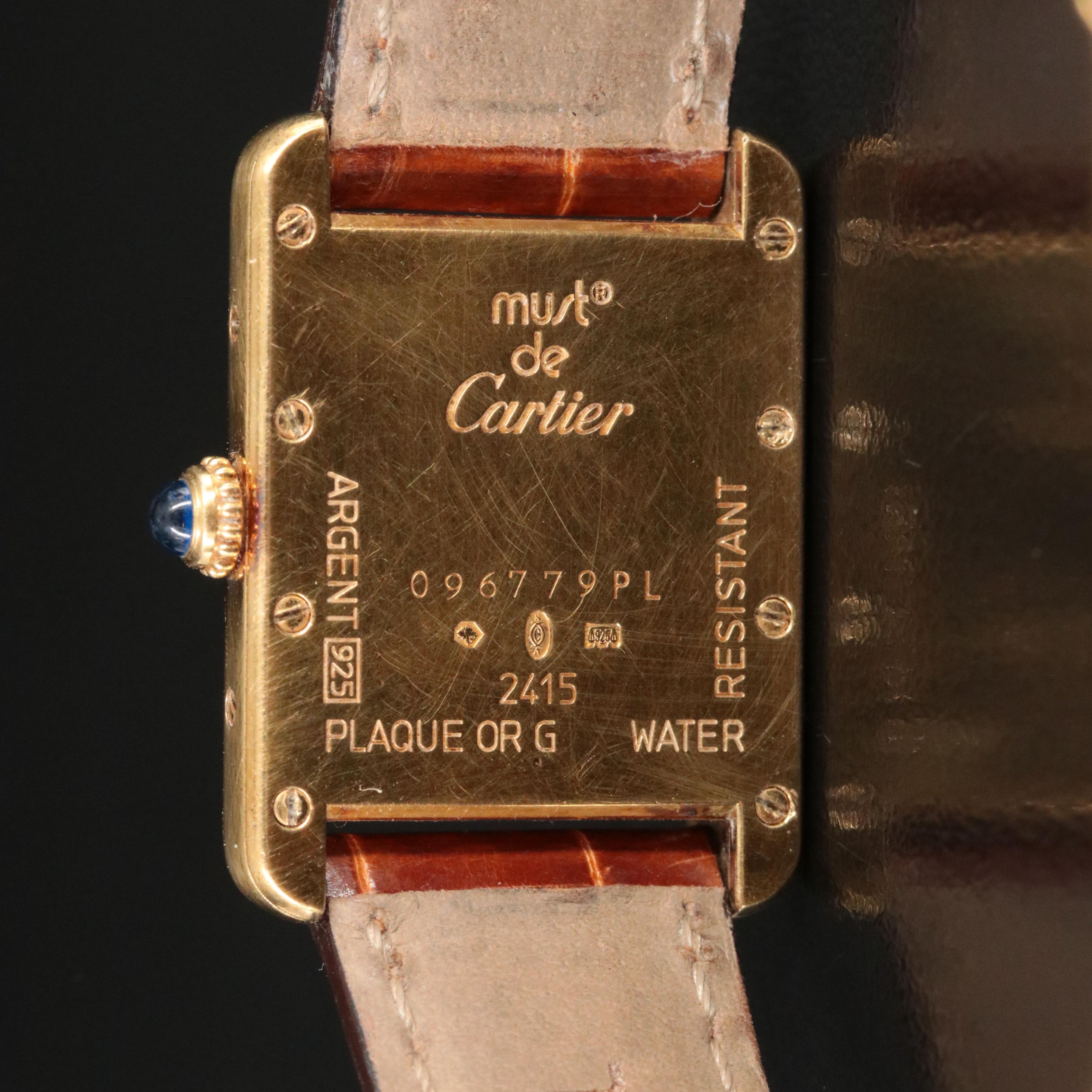 Cartier Must de Cartier 925 Silver Gold Plated Tank Watch