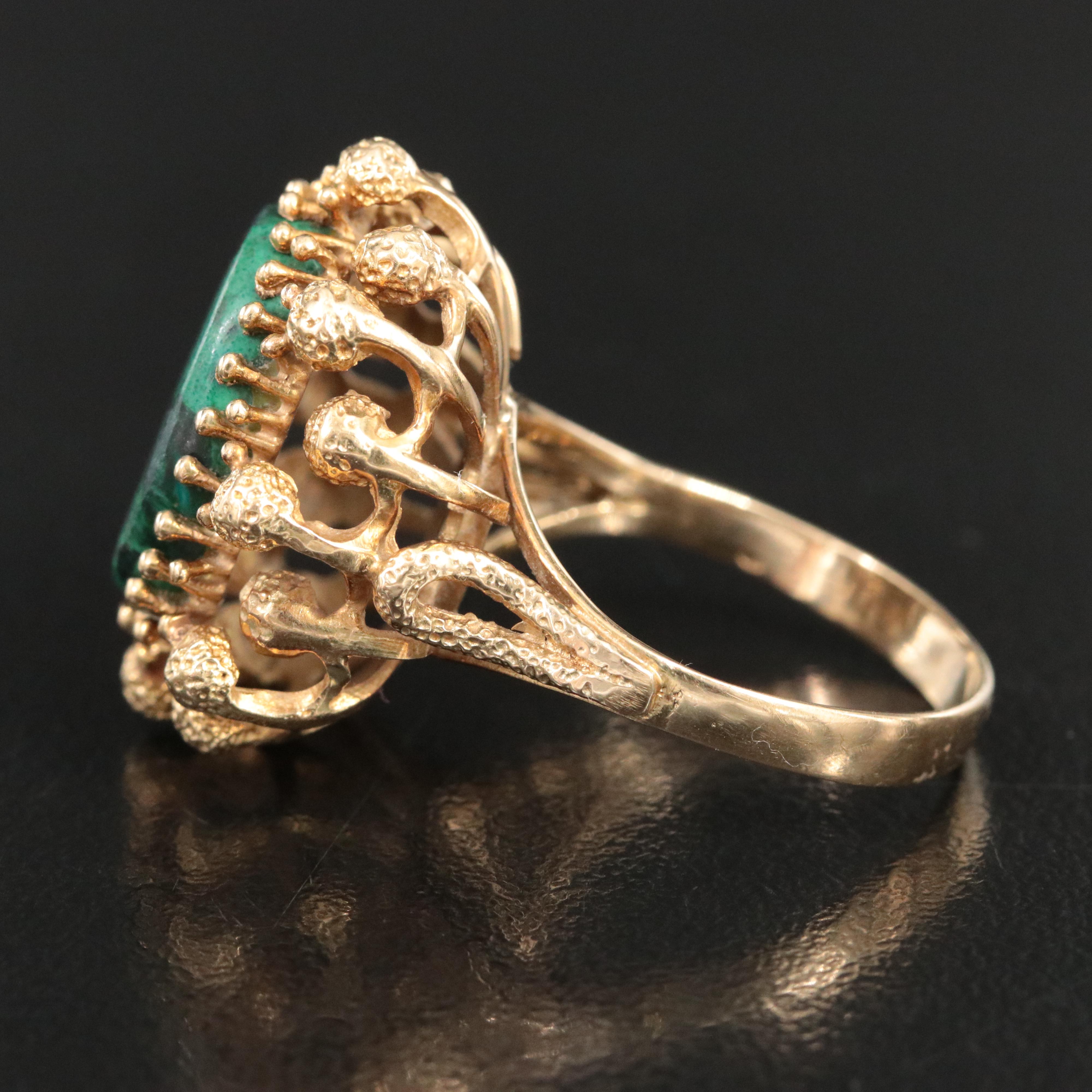 Modernist 14K Eilat Stone Ring