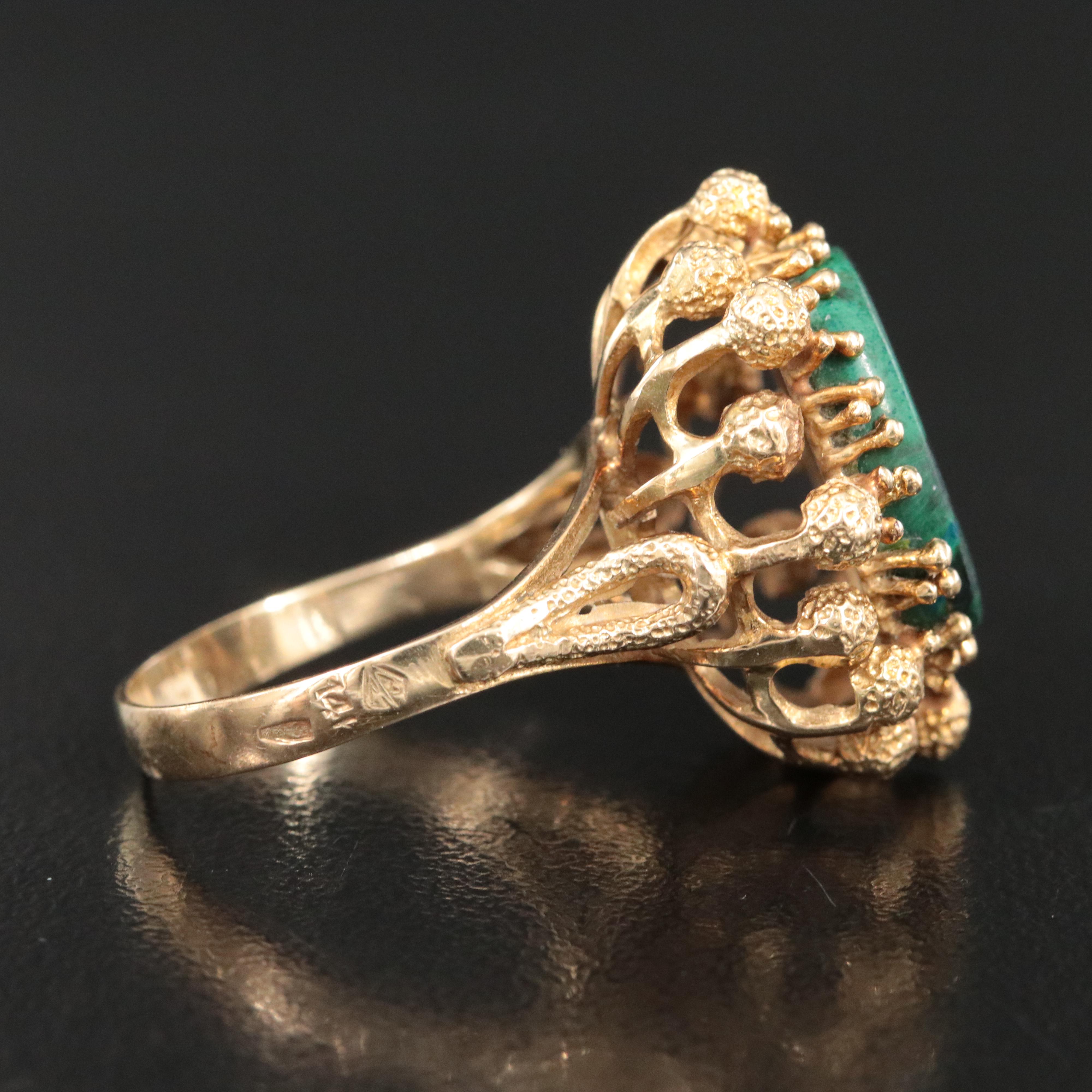 Modernist 14K Eilat Stone Ring