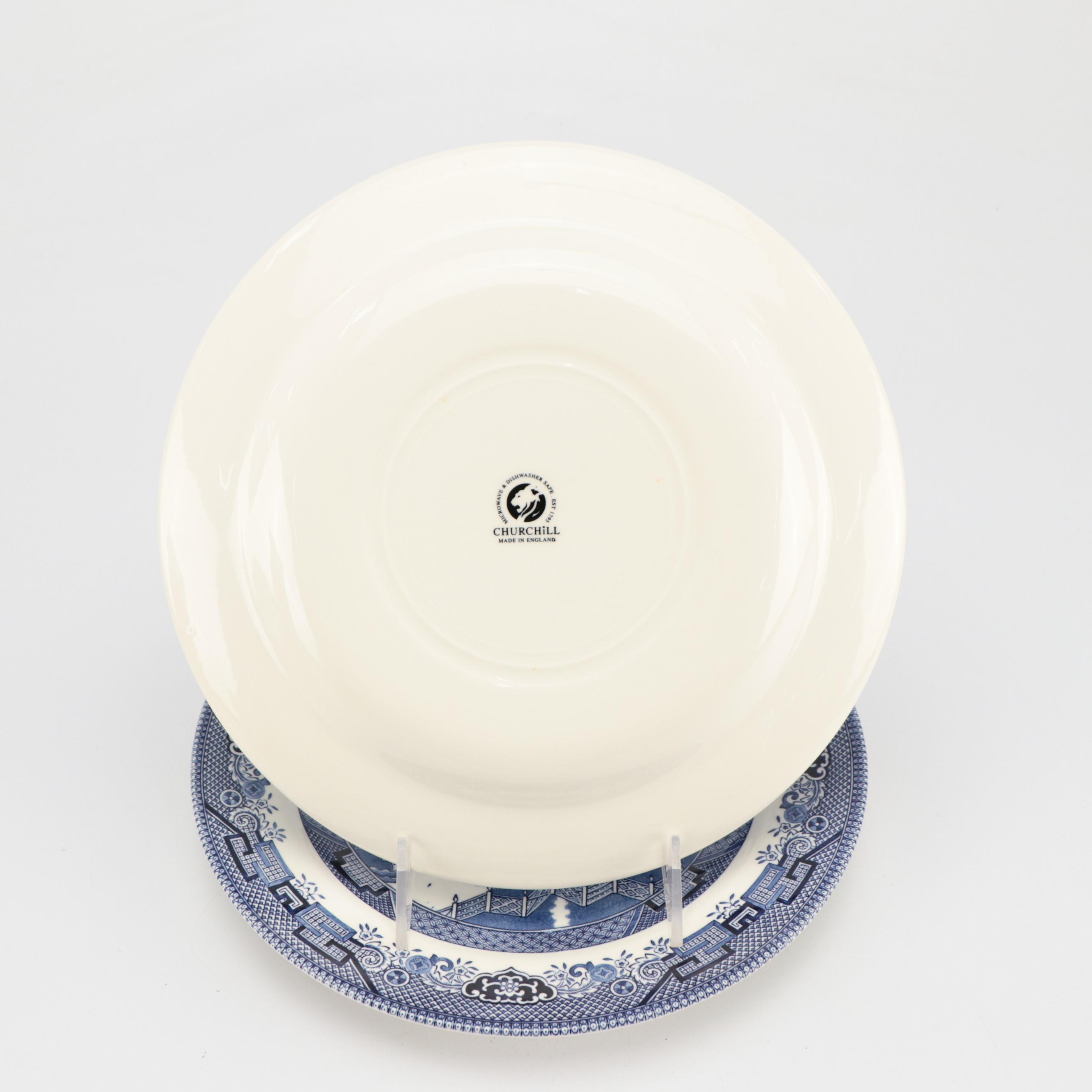 Spode Blue Room Collection and Churchill Blue Willow Plates