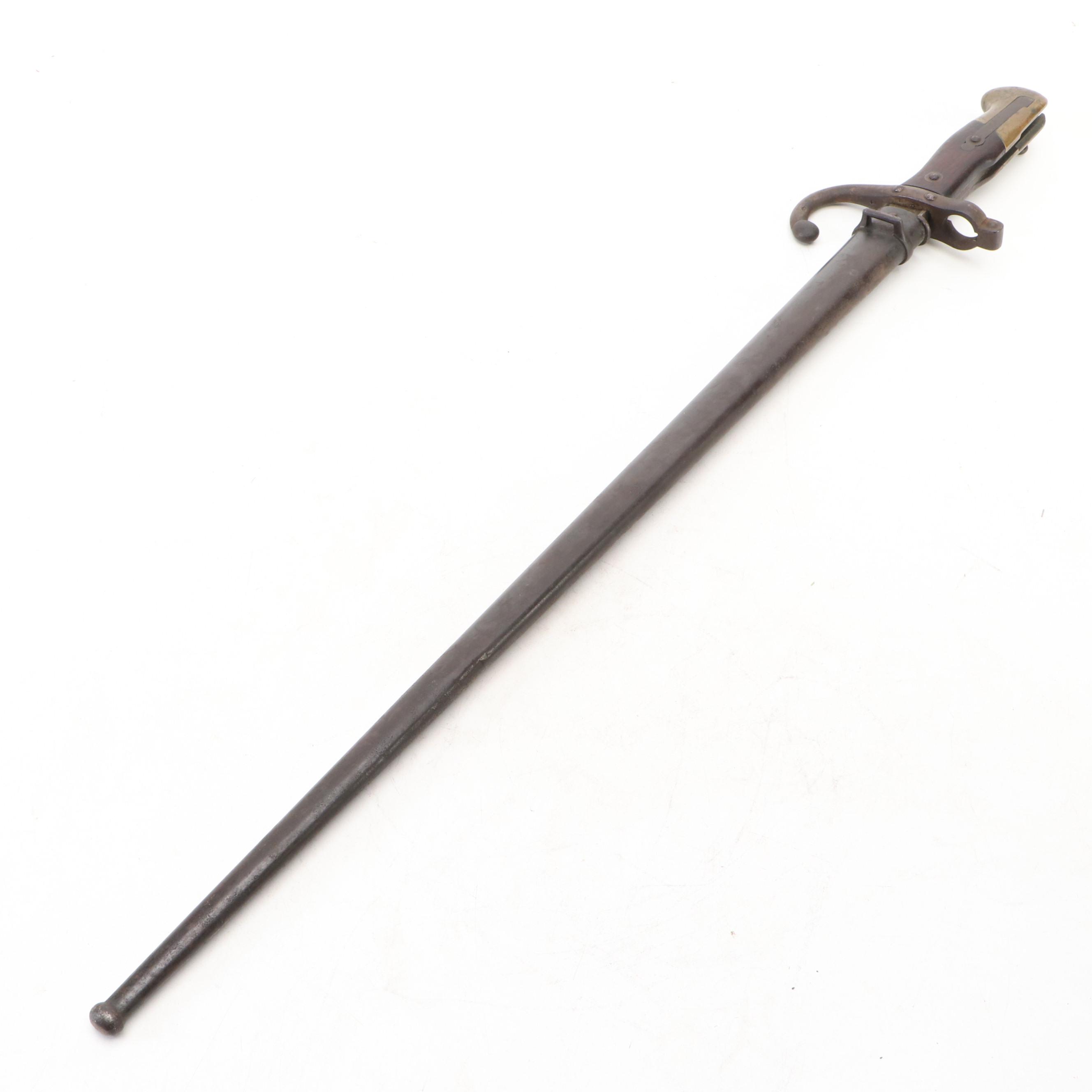 St. Étienne French M1874 Gras Bayonet with Scabbard, 1878